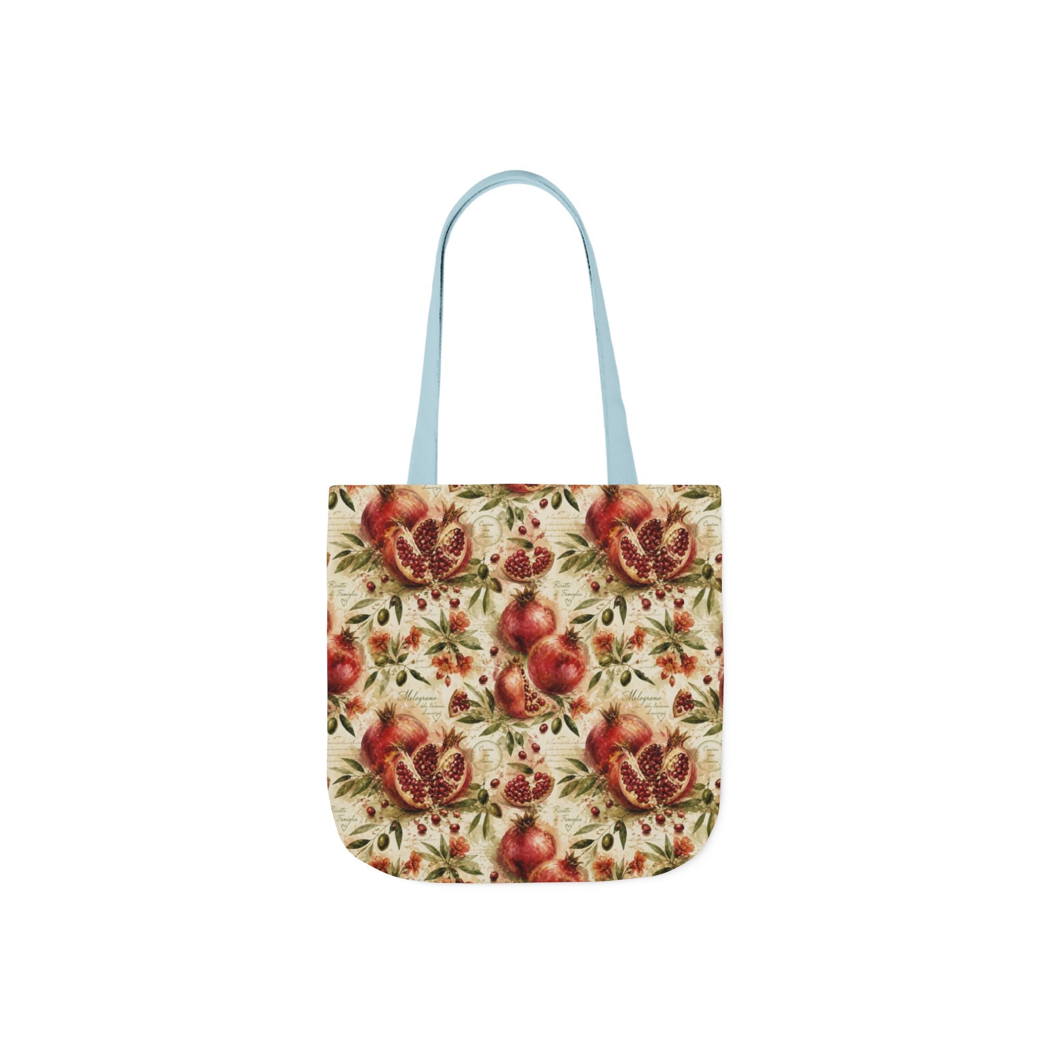 Split Pomegranates Canvas Tote Bag Mediterranean Kitchen Watercolor Splash Design Italian Cottagecore Gift