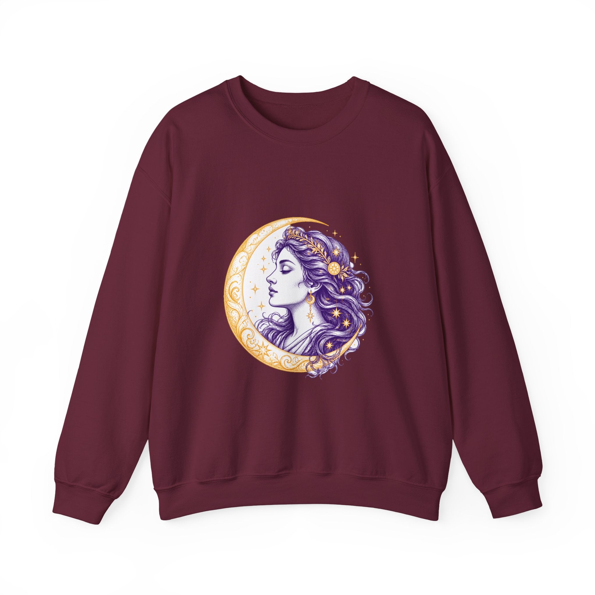 Matching Couple Sweatshirt - Helios & Selene Matching Couple Crewneck Sweatshirt Hand-Drawn Art His Hers Best Friend Gift - Design B