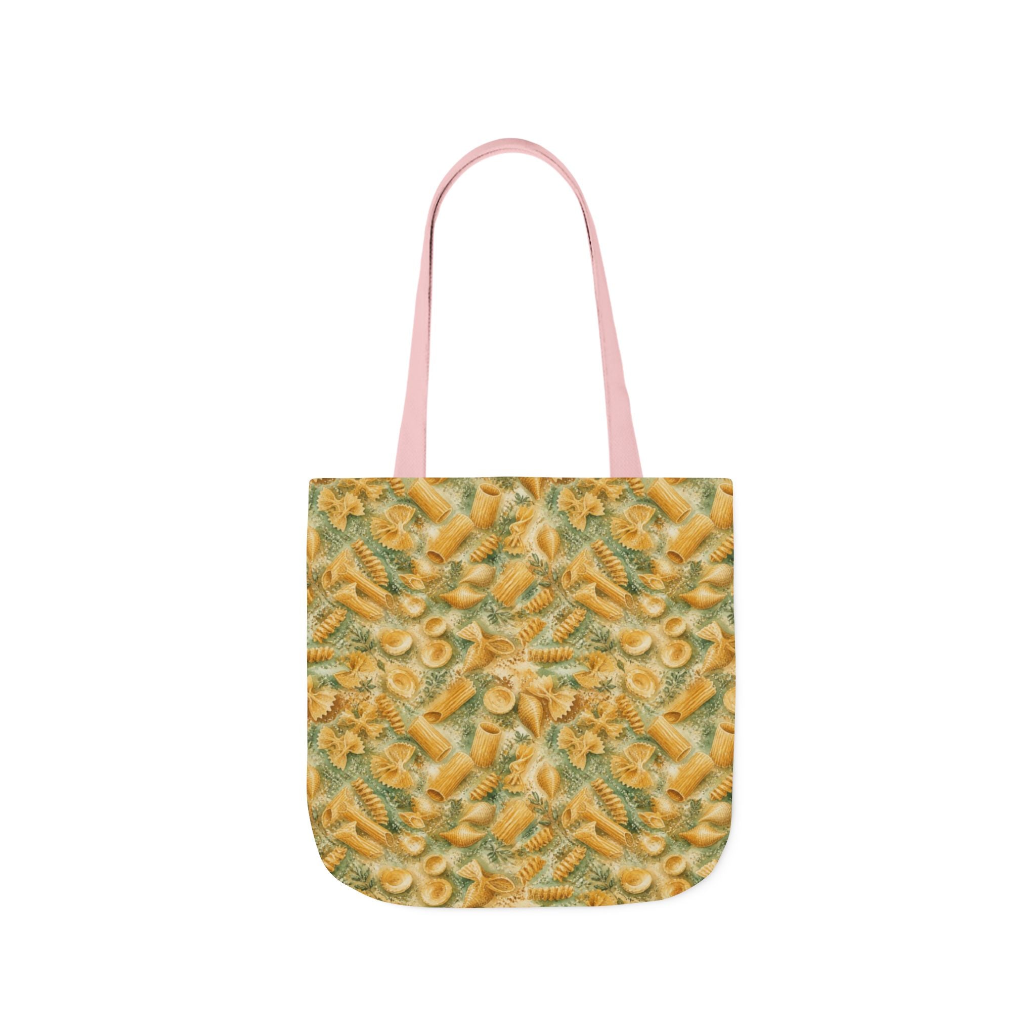 Italian Pasta Shapes Canvas Tote Bag Mediterranean Kitchen Watercolor Splash Design Italian Cottagecore Gift
