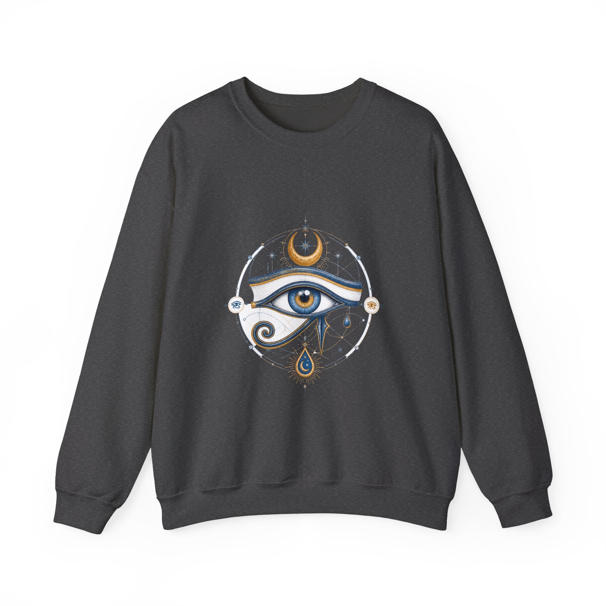 Matching Couple Sweatshirt - Eye of Ra & Horus Matching Couple Premium Fleece Sweatshirt Hand-Drawn Art His Hers Anniversary Gift - Design B