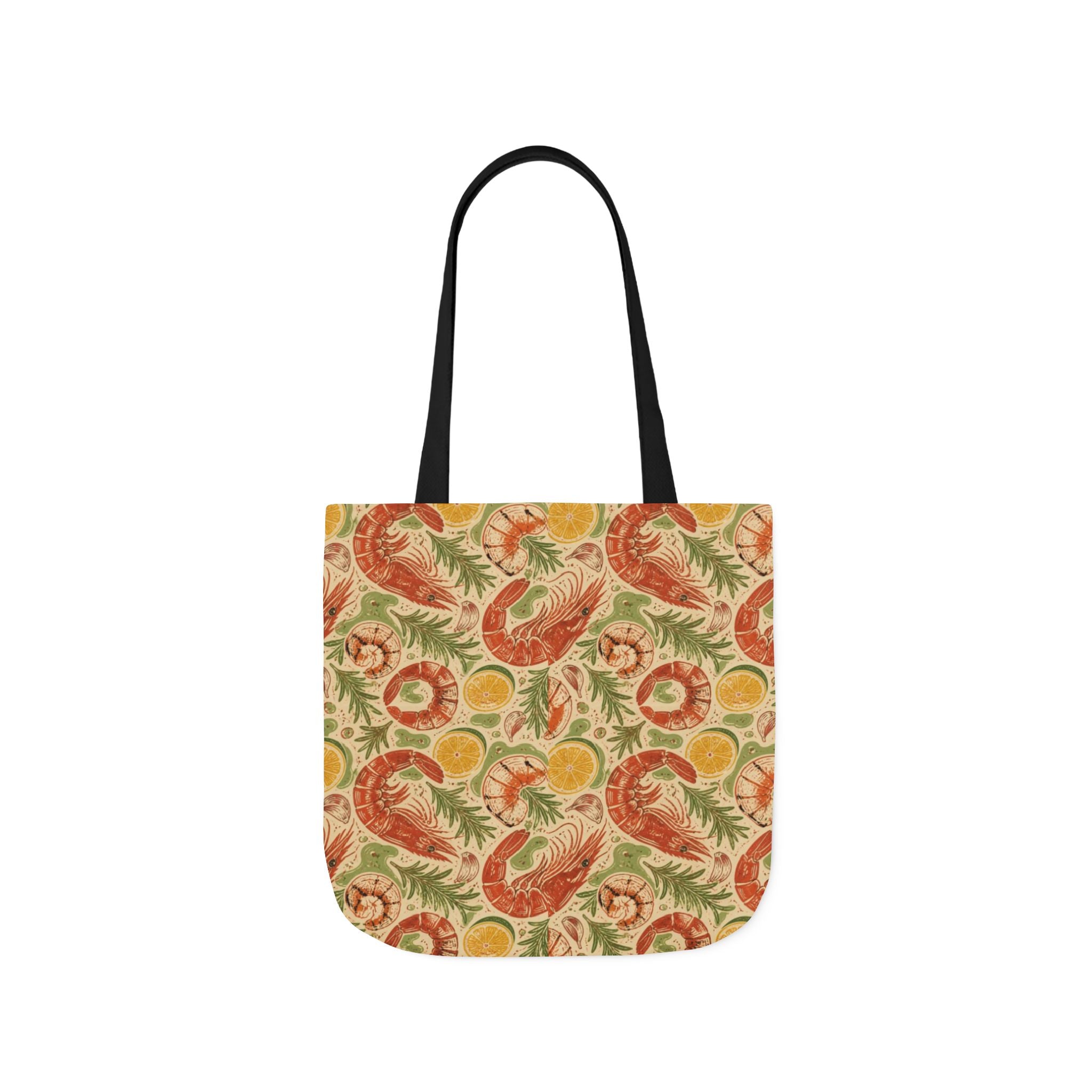 Mediterranean Shrimp Canvas Tote Bag Mediterranean Kitchen Linocut Design Italian Cottagecore Gift