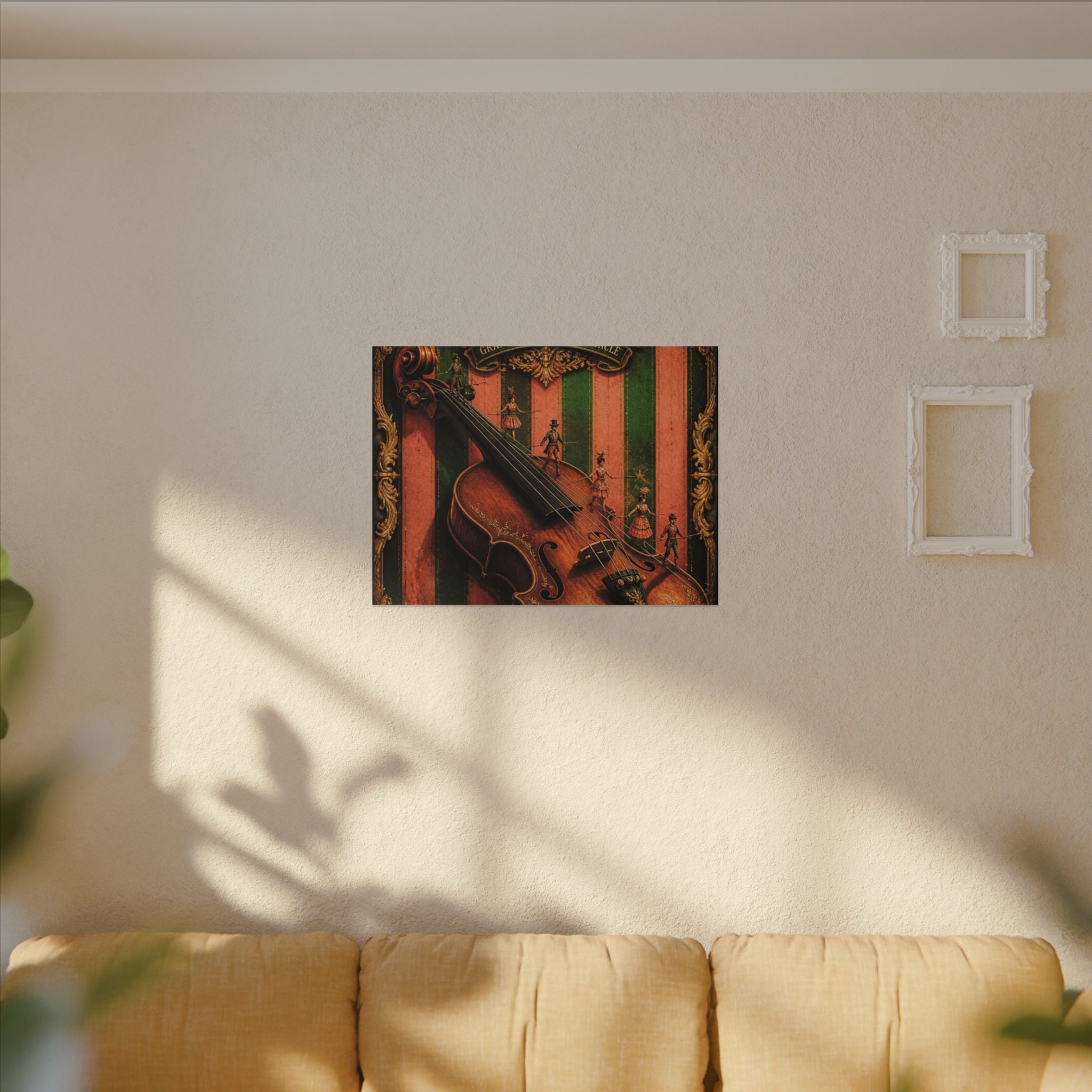 Violin Tightrope Bridge Wall Art Canvas 24×36 Baroque Studio Decor Maximalist Print