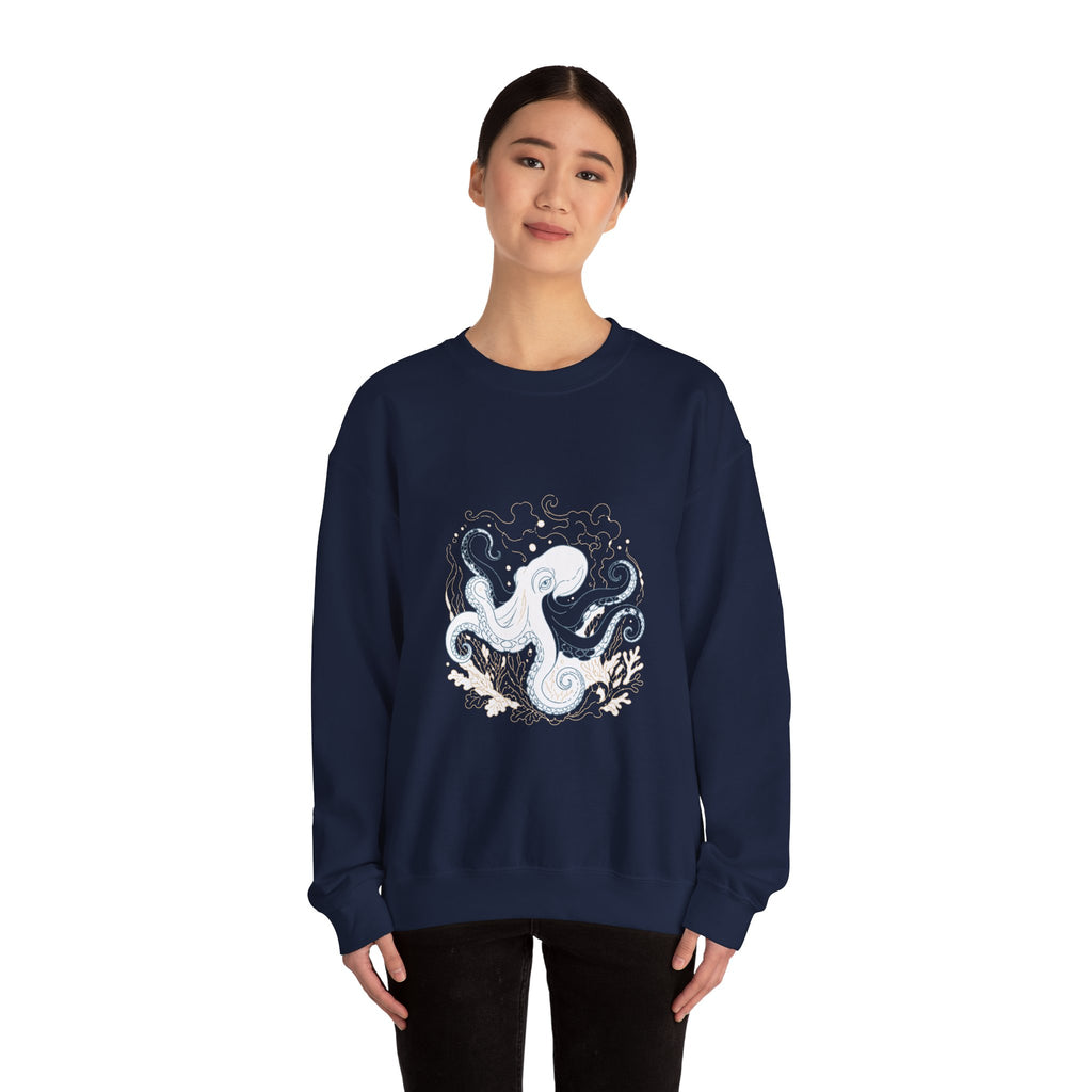 Matching Couple Sweatshirt - Octopus & Jellyfish Matching Couple Crewneck Sweatshirt Minimalist Art His Hers Valentine Gift - Design A