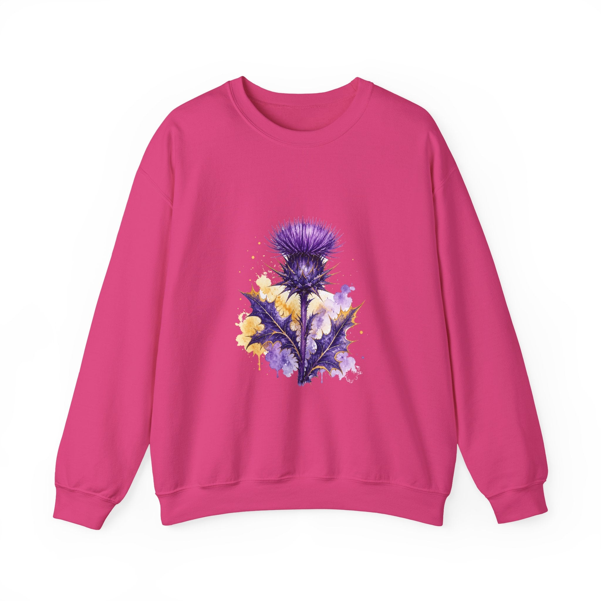 Matching Couple Sweatshirt - Lavender & Thistle Matching Couple Crewneck Sweatshirt Watercolor Art His Hers Engagement Gift - Design B