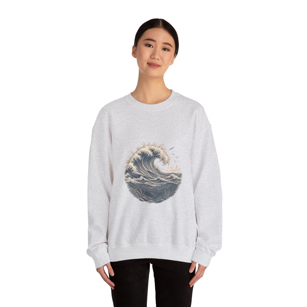 Matching Couple Sweatshirt - Mountain & Ocean Matching Couple Crewneck Sweatshirt Vintage Art His Hers Wedding Gift - Design B