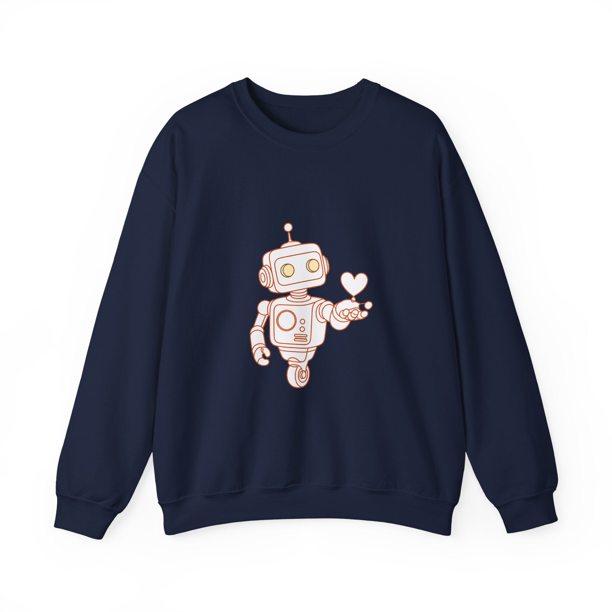 Matching Couple Sweatshirt - Robot & Heart Matching Couple Crewneck Sweatshirt Minimalist Art His Hers Valentine Gift - Design A