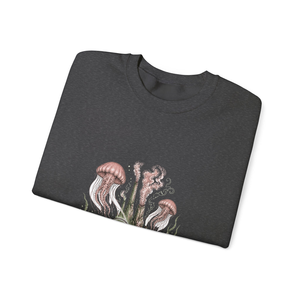 Matching Couple Sweatshirt - Coral Reef & Deep Sea Matching Couple Crewneck Sweatshirt Hand-Drawn Art His Hers Best Friend Gift - Design B