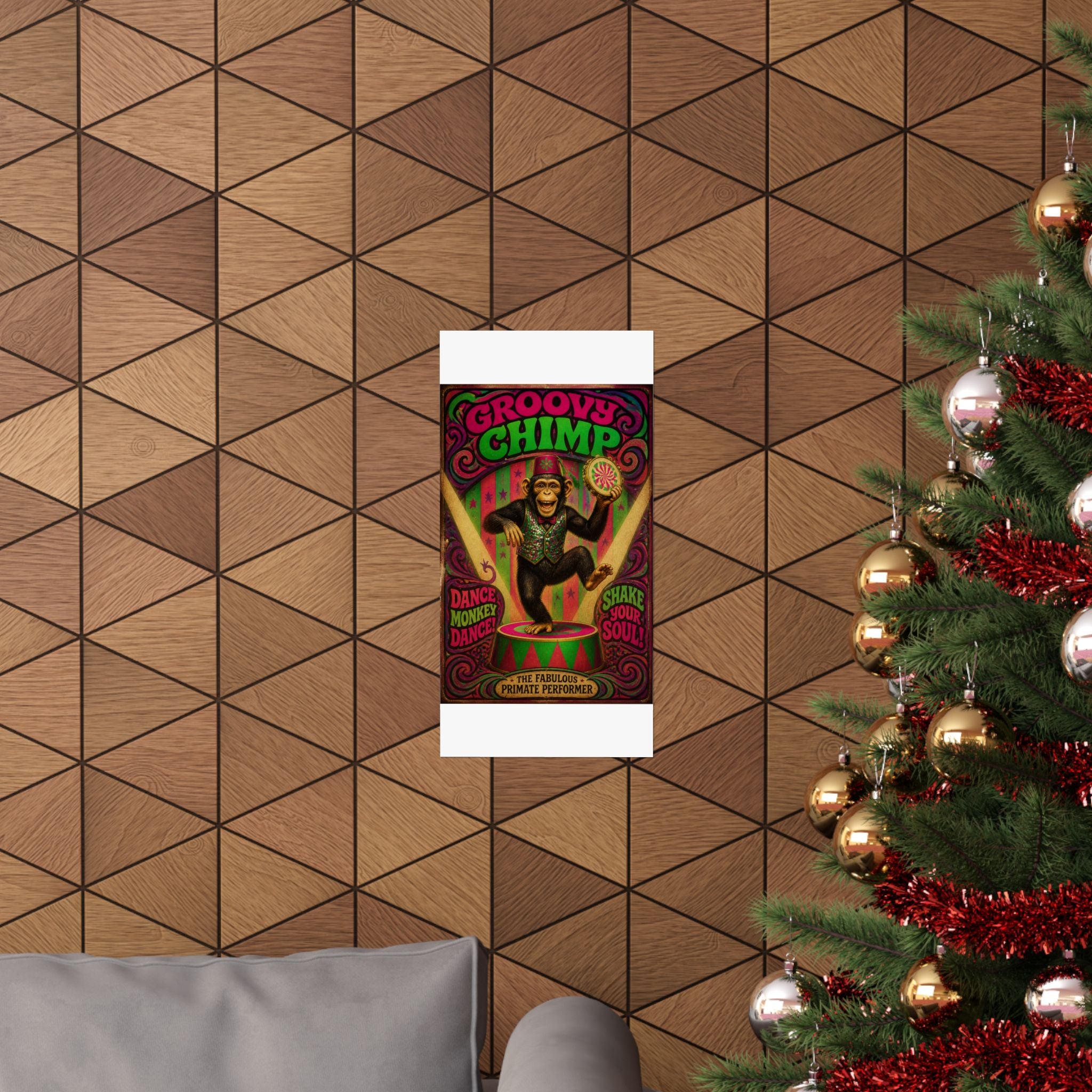 Dancing Monkey Wall Art Poster 24×36 Psychedelic Dining Room Decor Maximalist Print