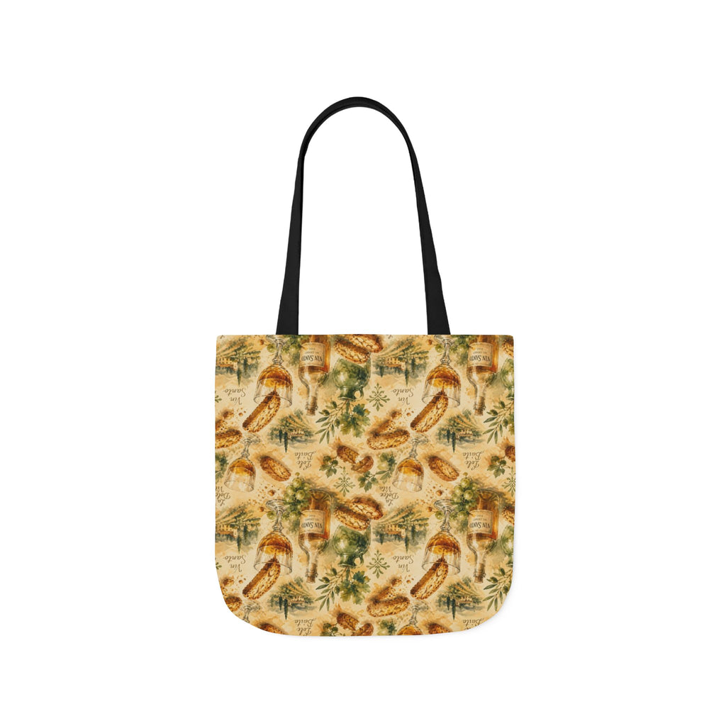 Biscotti & Vin Santo Canvas Tote Bag Mediterranean Kitchen Watercolor Splash Design Italian Cottagecore Gift