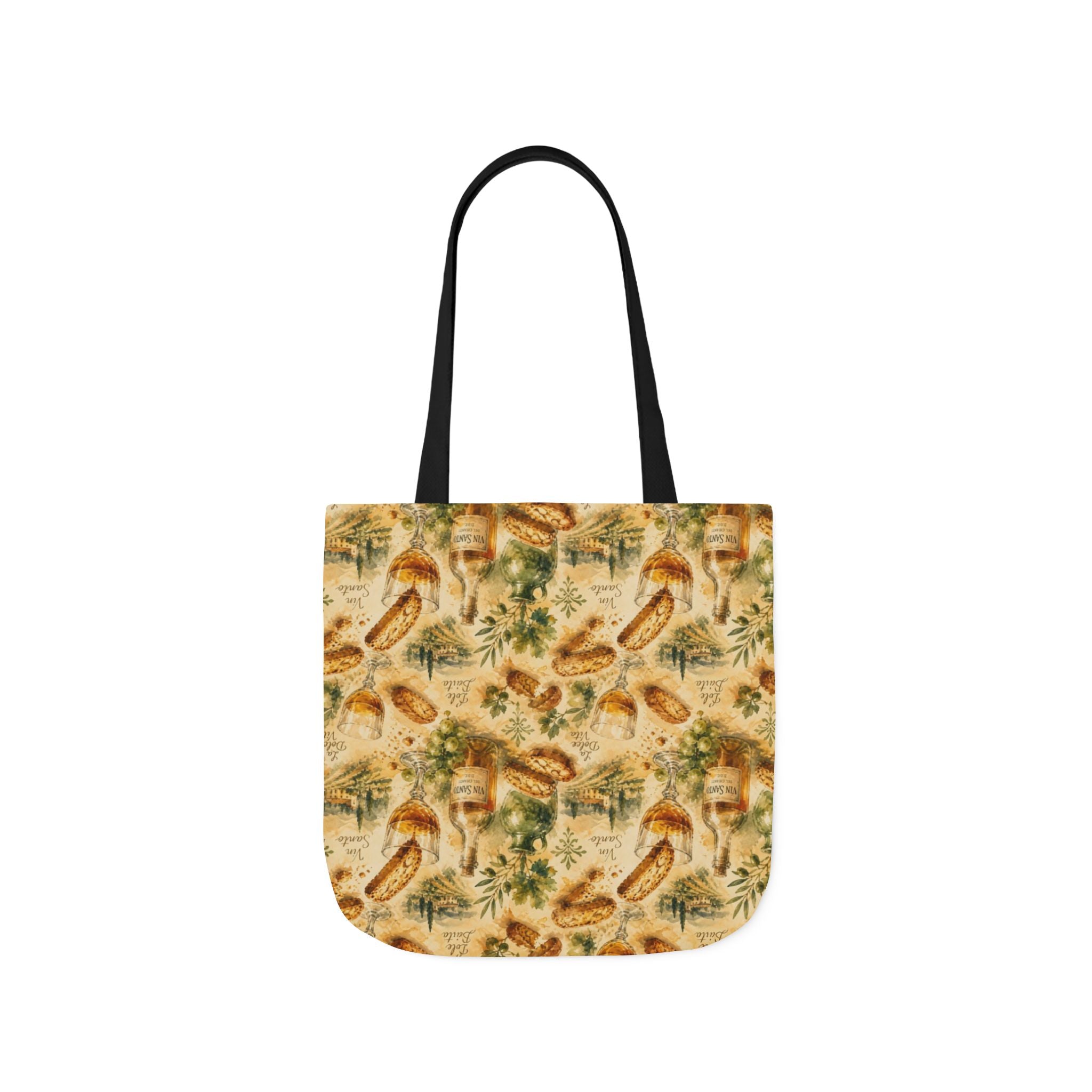 Biscotti & Vin Santo Canvas Tote Bag Mediterranean Kitchen Watercolor Splash Design Italian Cottagecore Gift