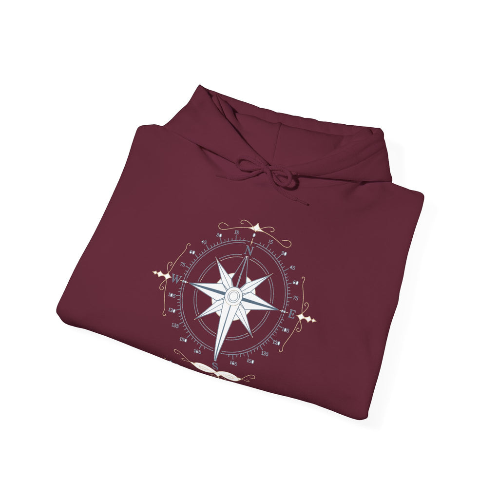 Matching Couple Sweatshirt - Compass North & South Matching Couple Hooded Sweatshirt Minimalist Art His Hers Valentine Gift - Design B