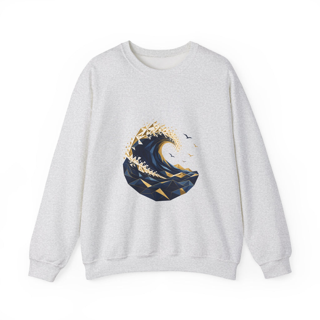Matching Couple Sweatshirt - Mountain & Ocean Matching Couple Crewneck Sweatshirt Geometric Art His Hers Couple Gift - Design B