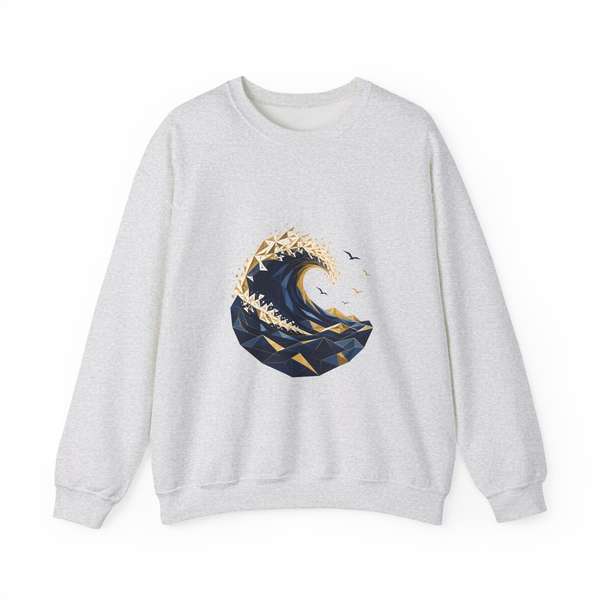 Matching Couple Sweatshirt - Mountain & Ocean Matching Couple Crewneck Sweatshirt Geometric Art His Hers Couple Gift - Design B