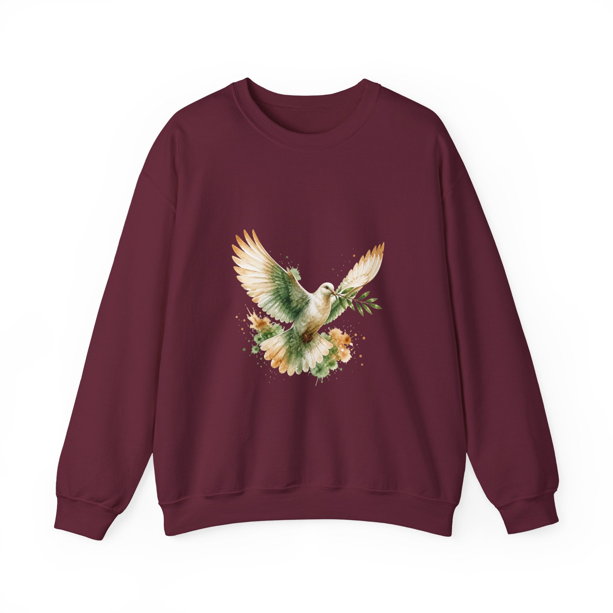 Matching Couple Sweatshirt - Wolf & Dove Matching Couple Crewneck Sweatshirt Watercolor Art His Hers Engagement Gift - Design B