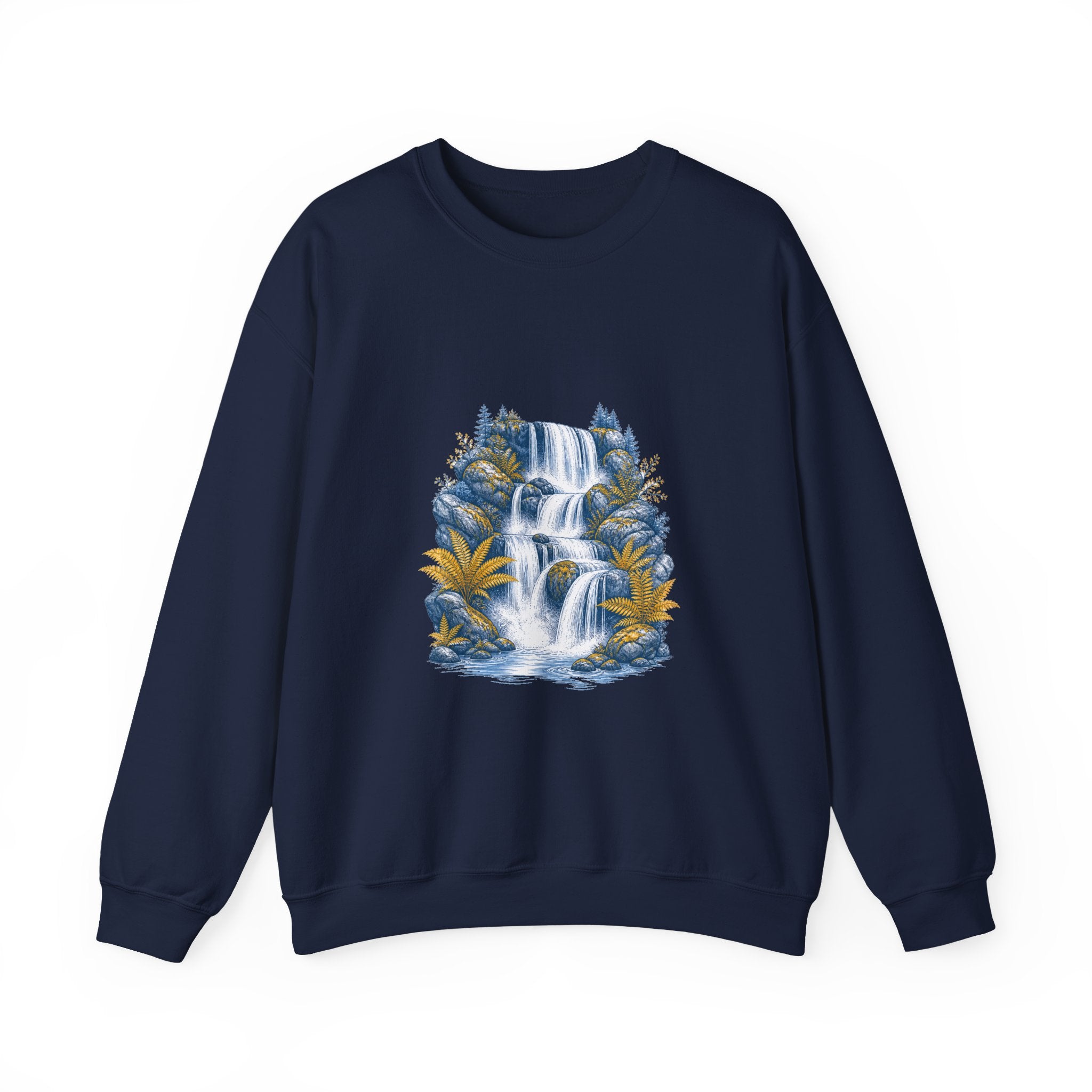 Matching Couple Sweatshirt - Wildfire & Waterfall Matching Couple Comfort Colors Crew Hand-Drawn Art His Hers Anniversary Gift - Design B