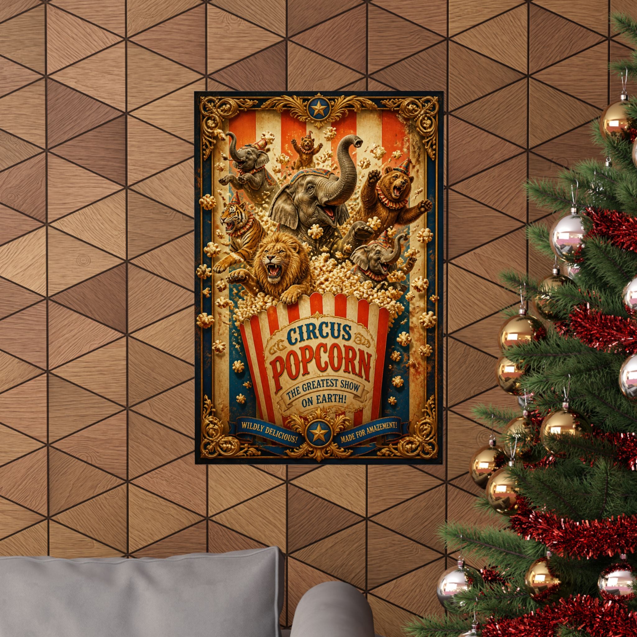Popcorn Box Animals Wall Art Poster 18×24 Baroque Home Office Decor Maximalist Print