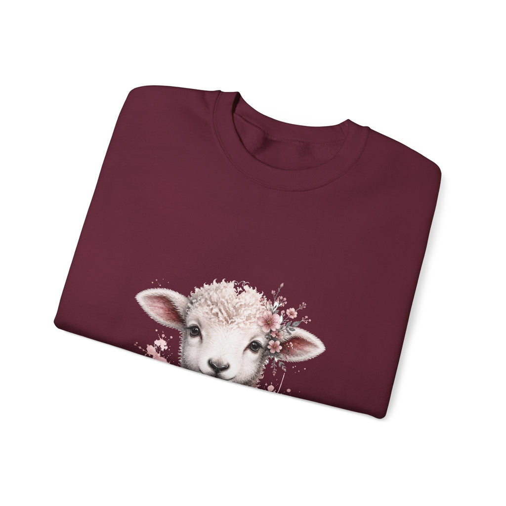 Matching Couple Sweatshirt - Lion & Lamb Matching Couple Crewneck Sweatshirt Watercolor Art His Hers Engagement Gift - Design B