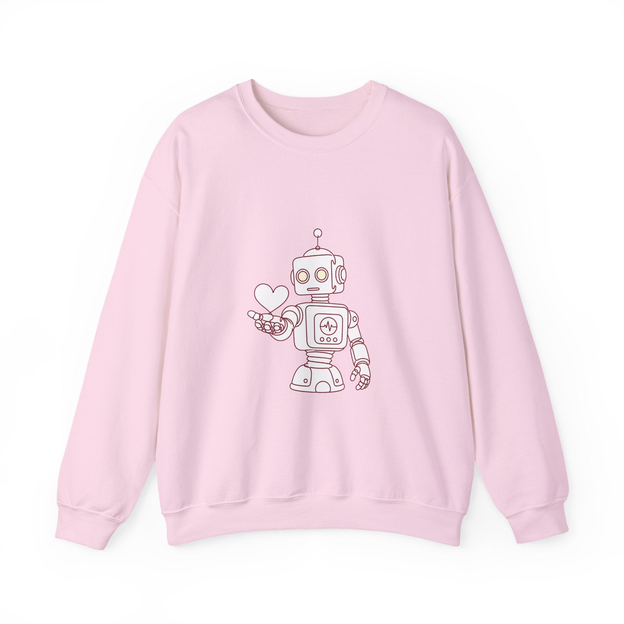 Matching Couple Sweatshirt - Robot & Heart Matching Couple Comfort Colors Crew Minimalist Art His Hers Christmas Gift - Design A