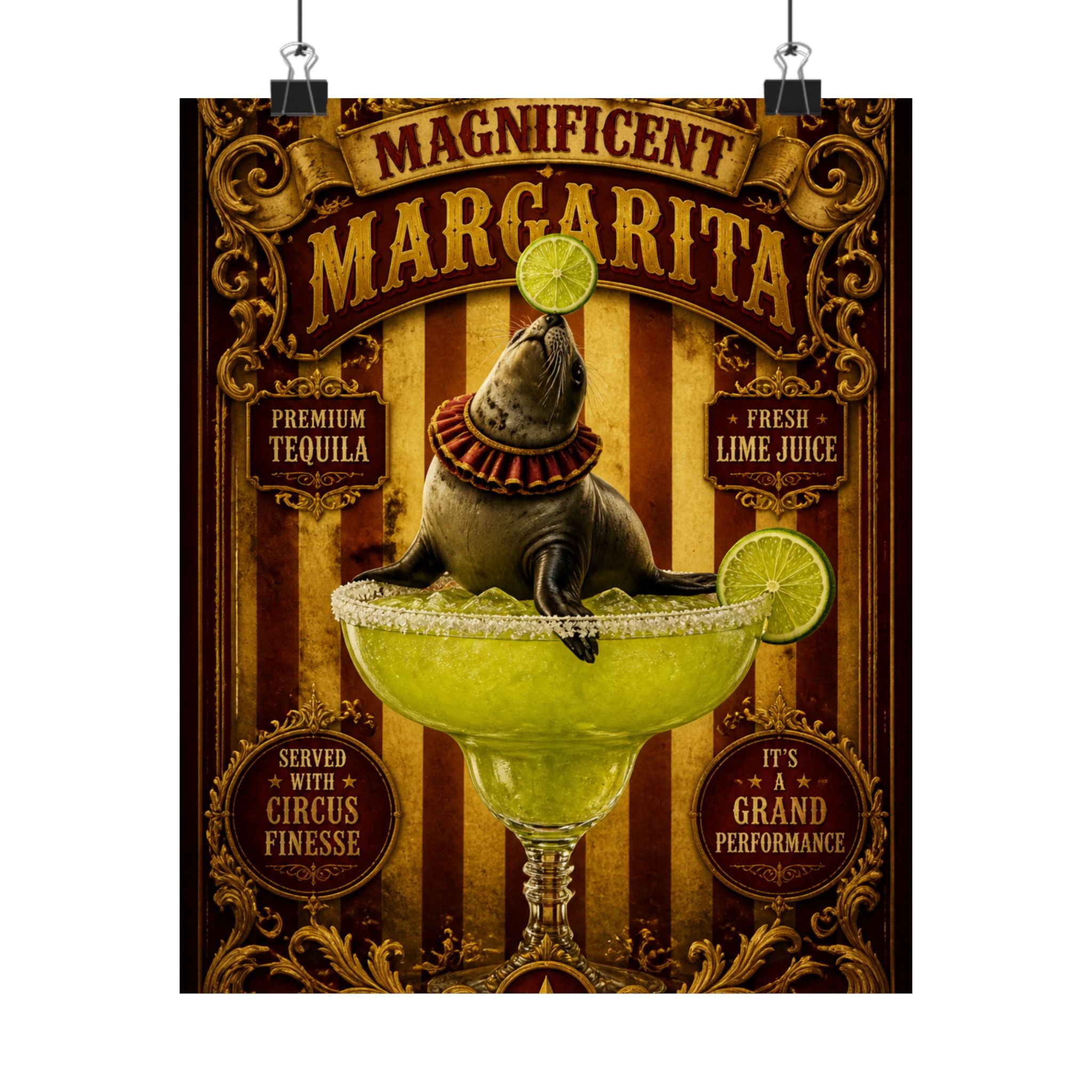 Margarita Balancing Seal Wall Art Poster 24×36 Baroque Studio Decor Maximalist Print