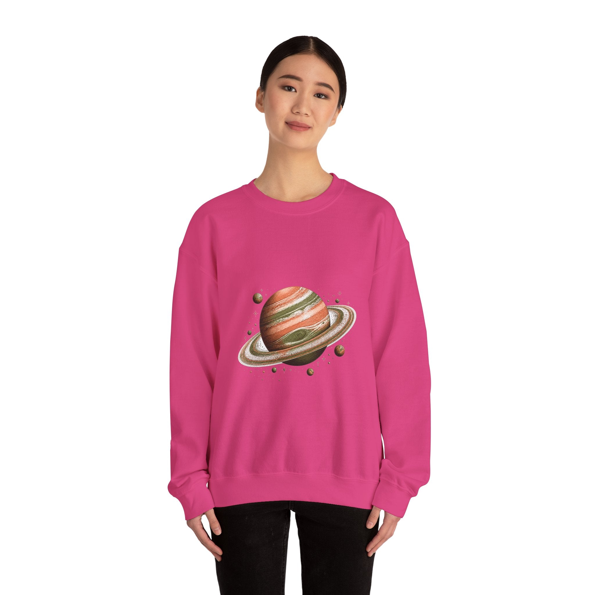 Matching Couple Sweatshirt - Astronaut & Planet Matching Couple Comfort Colors Crew Hand-Drawn Art His Hers Anniversary Gift - Design B