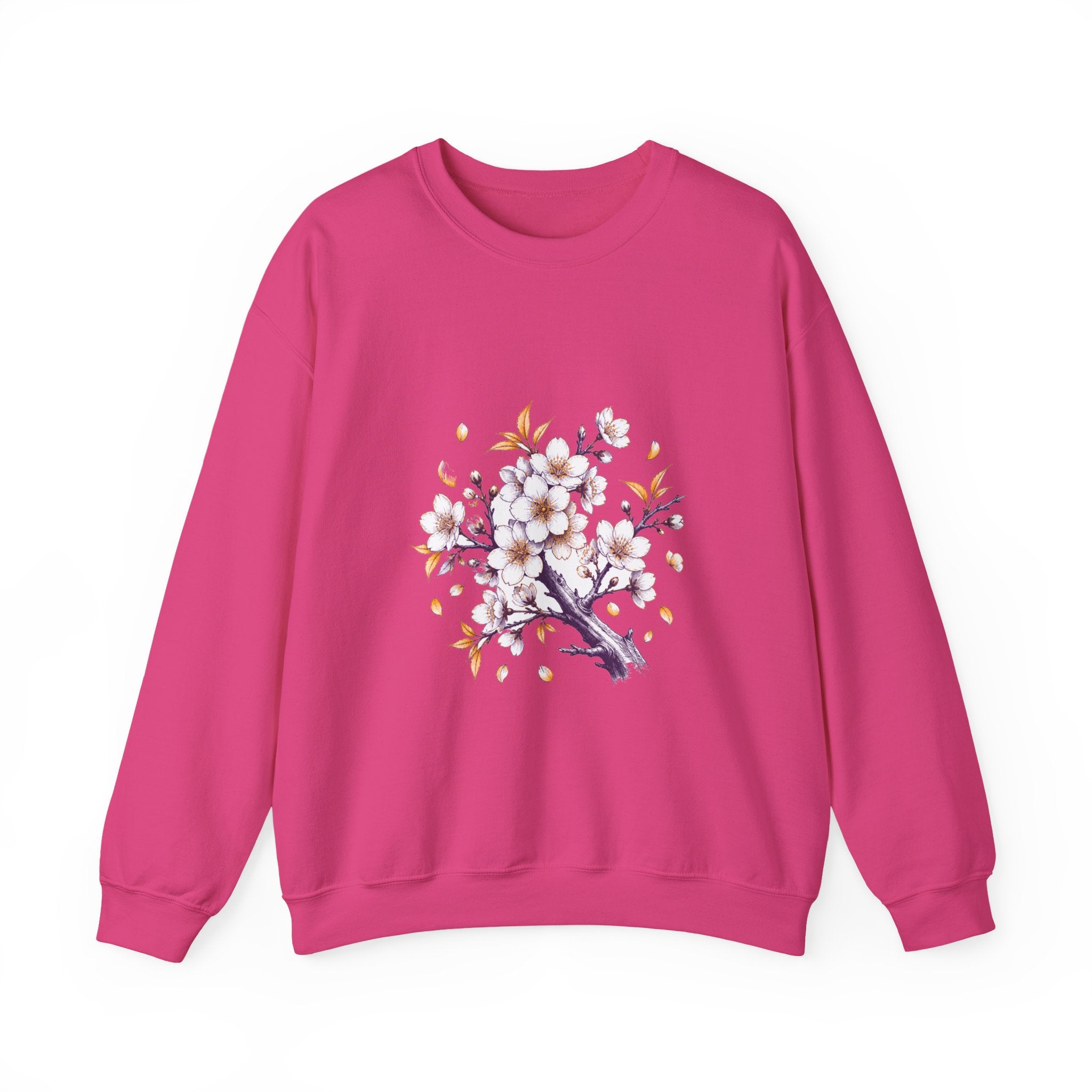 Matching Couple Sweatshirt - Cherry Blossom & Maple Leaf Matching Couple Comfort Colors Crew Hand-Drawn Art His Hers Anniversary Gift - Design A