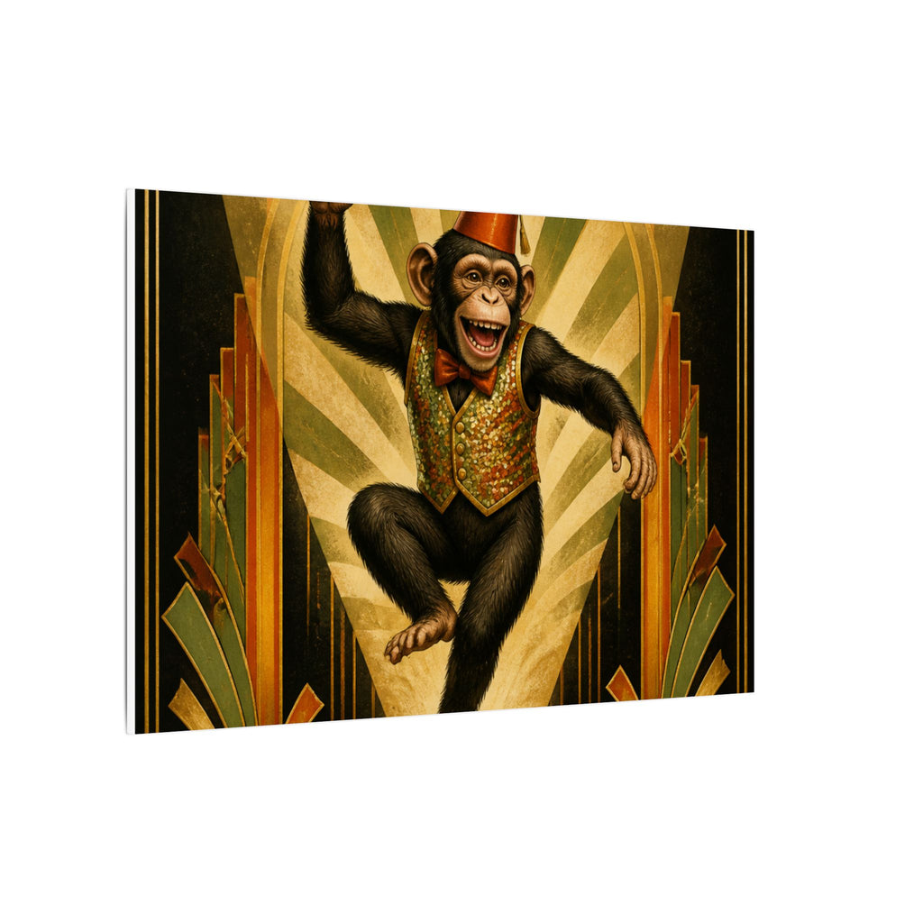 Dancing Monkey Wall Art Canvas 16×20 Art Deco Entryway Decor Maximalist Print