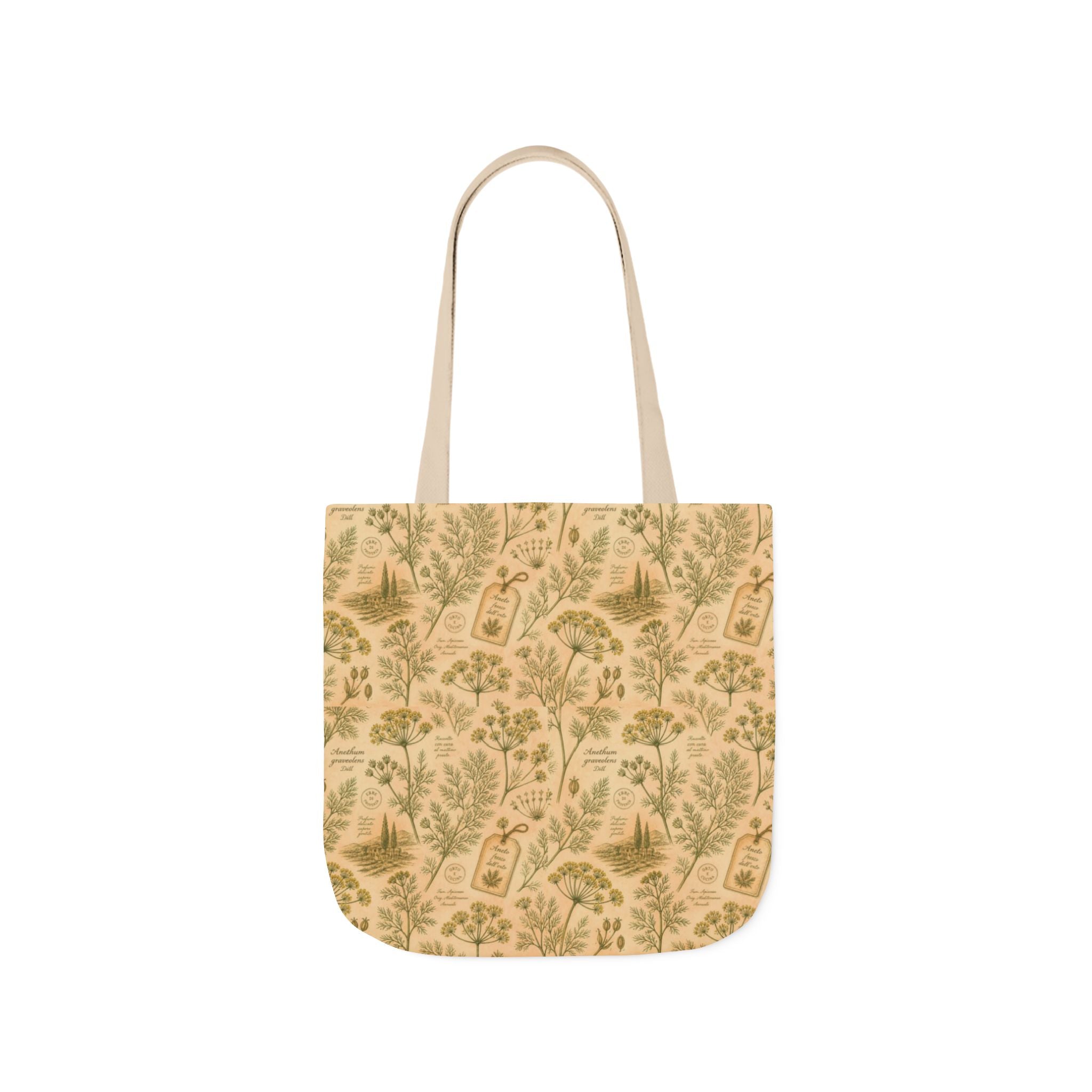 Dill Fronds Canvas Tote Bag Mediterranean Kitchen Botanical Design Italian Cottagecore Gift