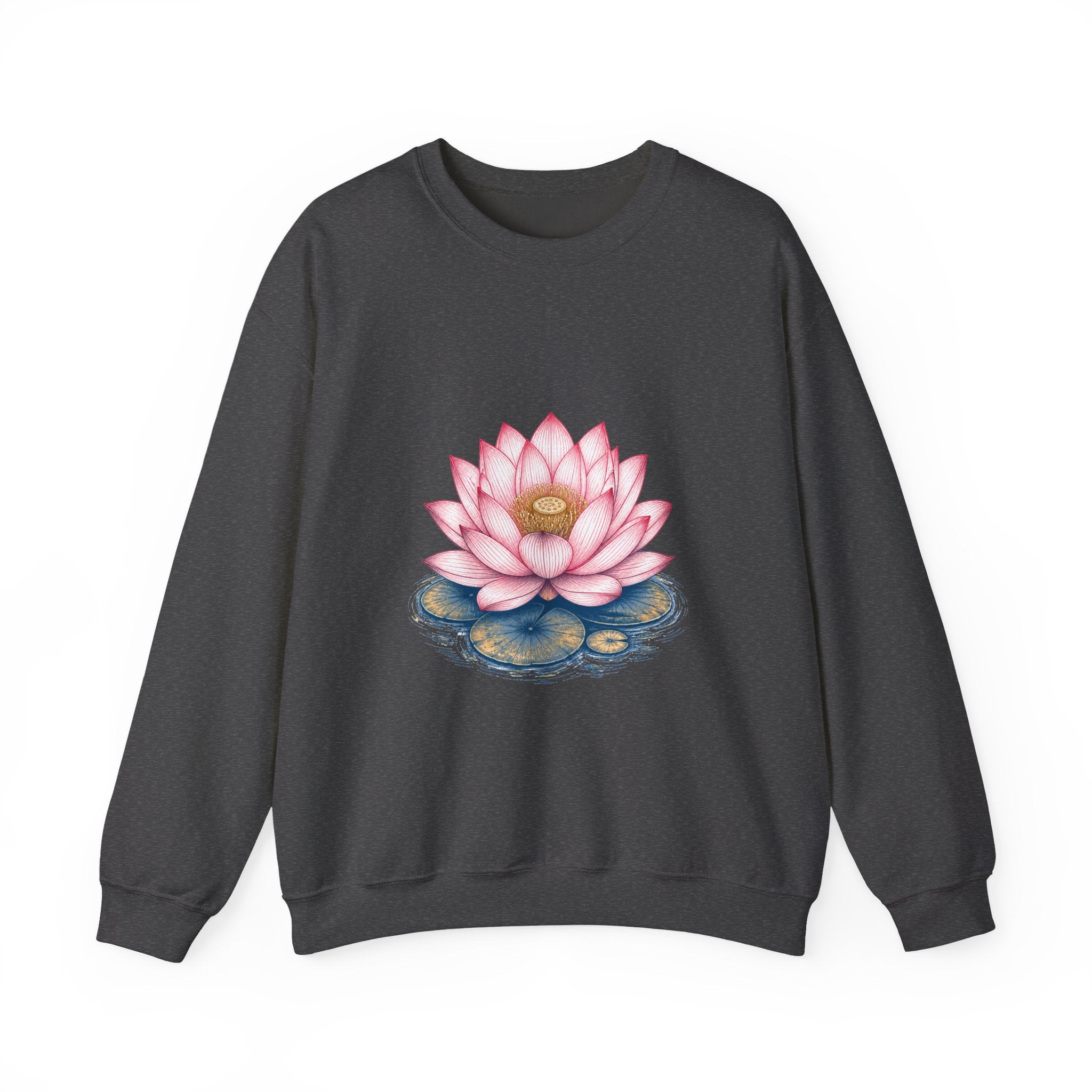 Matching Couple Sweatshirt - Open & Closed Lotus Matching Couple Premium Fleece Sweatshirt Hand-Drawn Art His Hers Anniversary Gift - Design A