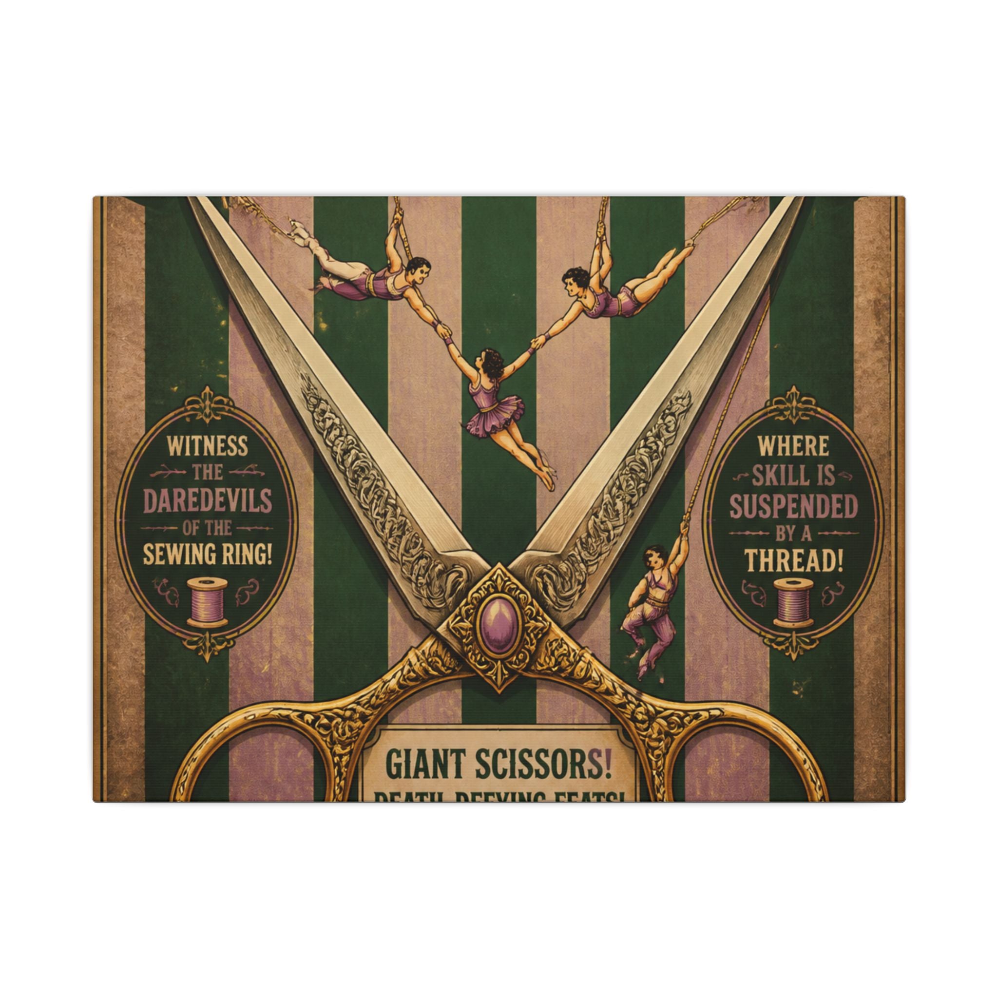 Giant Scissors Trapeze Wall Art Canvas 24×36 Vintage Circus Bedroom Decor Maximalist Print