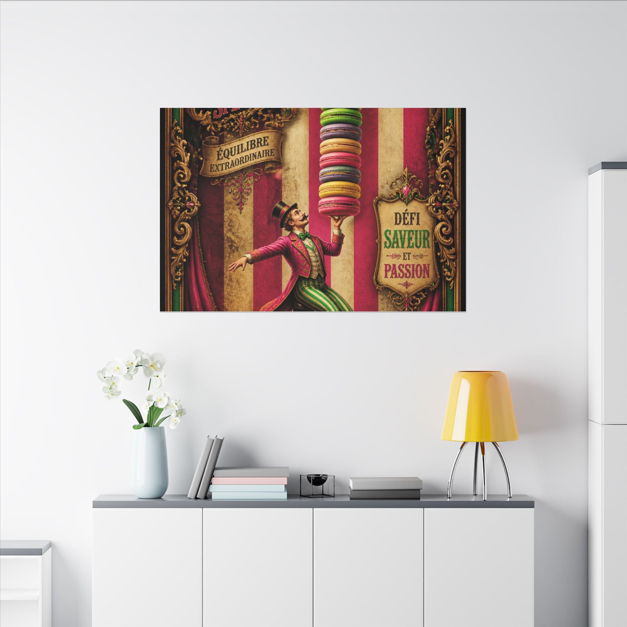 Macaron Balancing Tower Wall Art Canvas 24×36 Baroque Studio Decor Maximalist Print