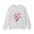 Matching Couple Sweatshirt - Cherry Blossom & Maple Leaf Matching Couple Premium Fleece Sweatshirt Hand-Drawn Art His Hers Anniversary Gift - Design A
