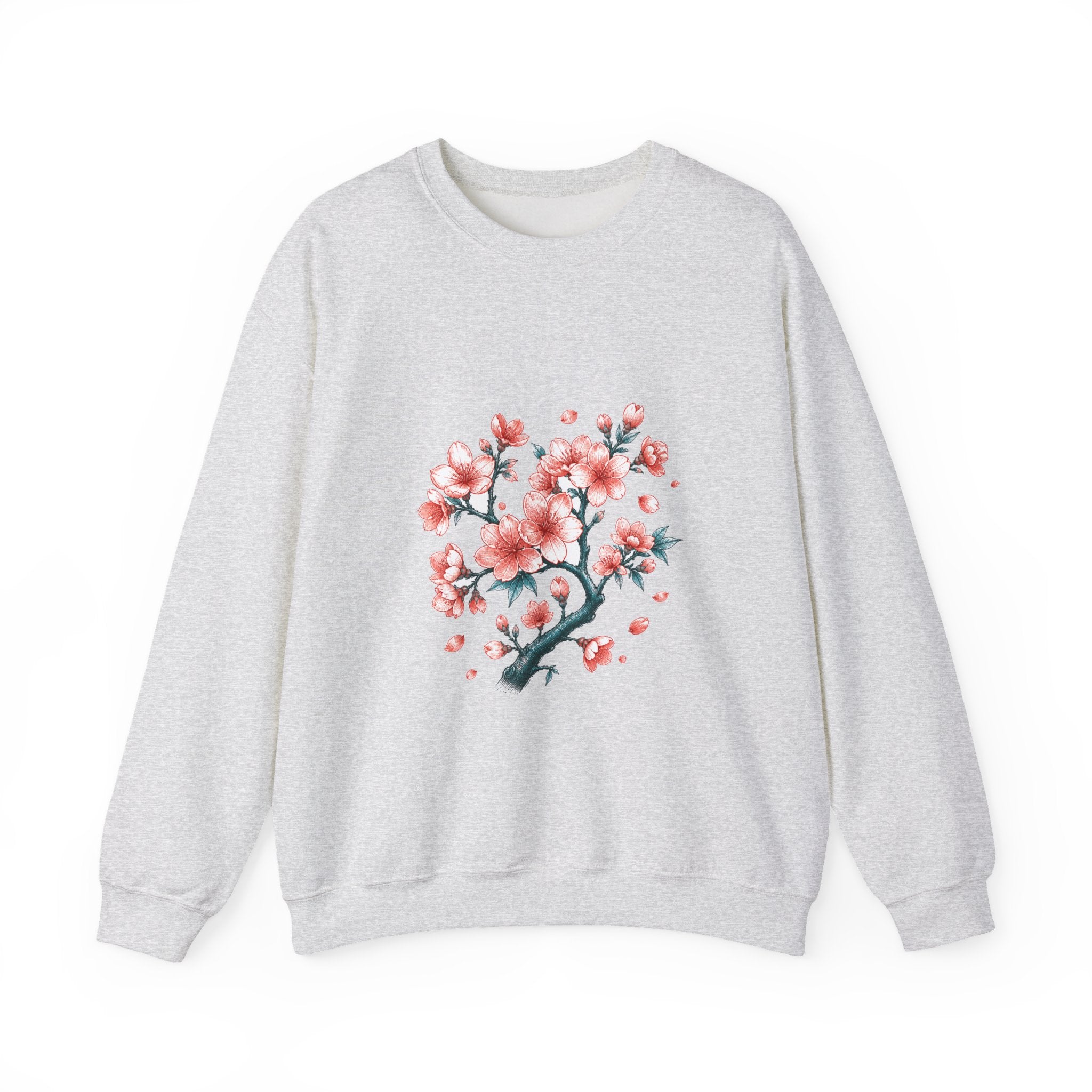 Matching Couple Sweatshirt - Cherry Blossom & Maple Leaf Matching Couple Premium Fleece Sweatshirt Hand-Drawn Art His Hers Anniversary Gift - Design A