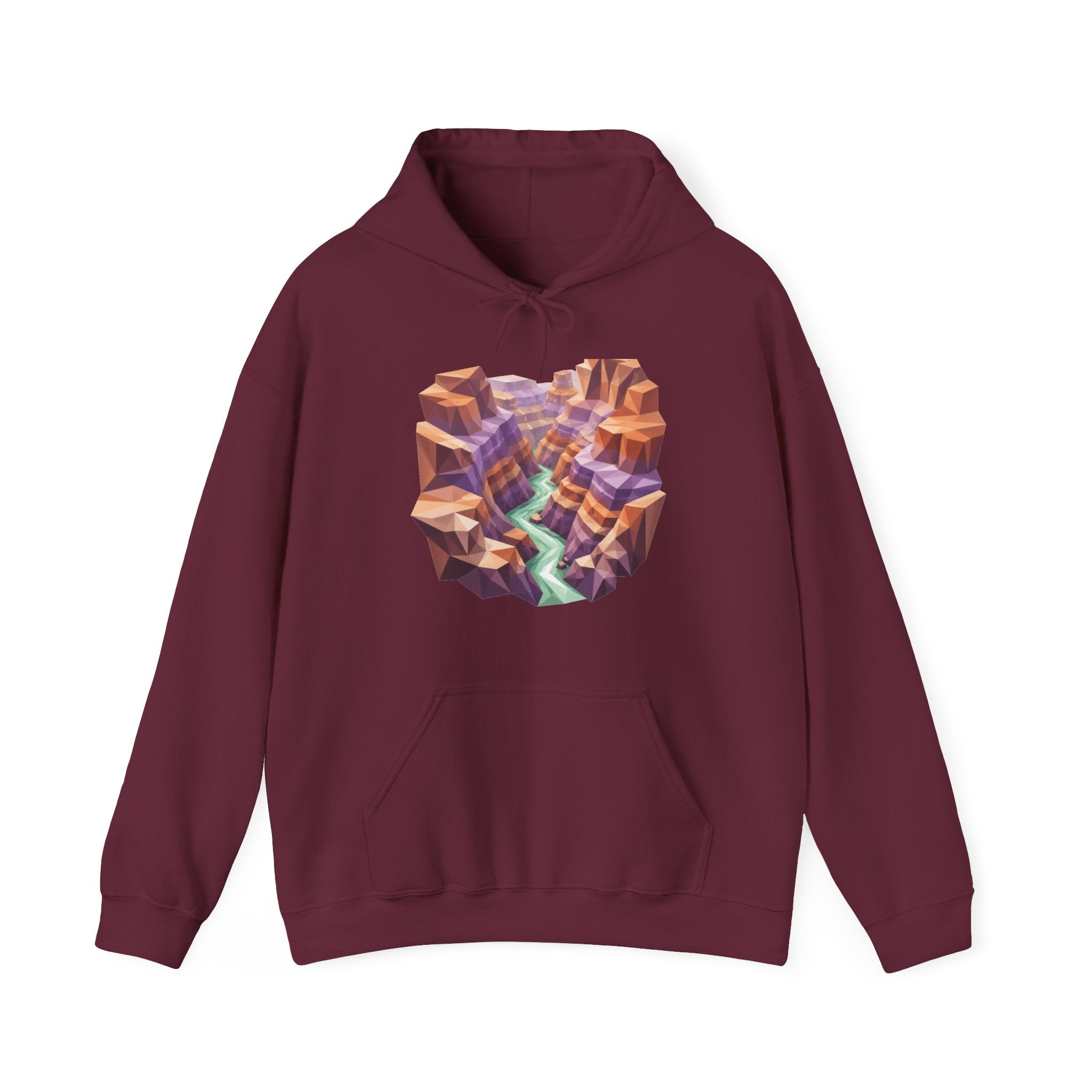 Matching Couple Sweatshirt - Lavender Fields & Canyon Matching Couple Hooded Sweatshirt Geometric Art His Hers Couple Gift - Design B