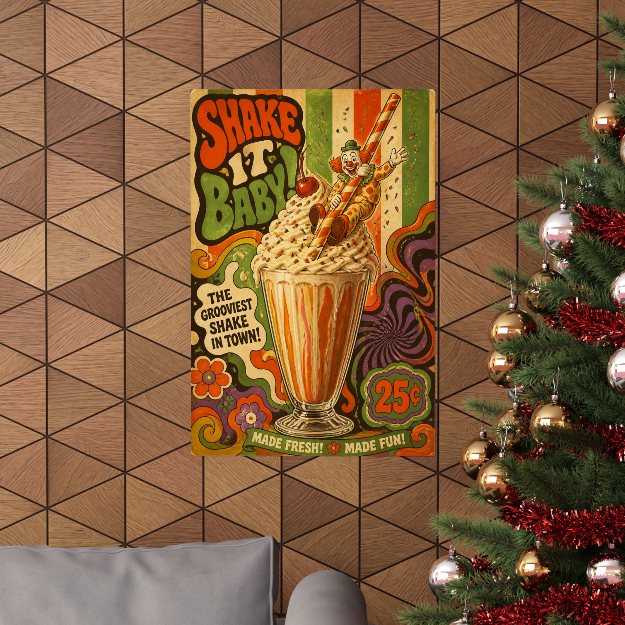 Milkshake Slide Clown Wall Art Poster 18×24 Psychedelic Cafe Decor Maximalist Print