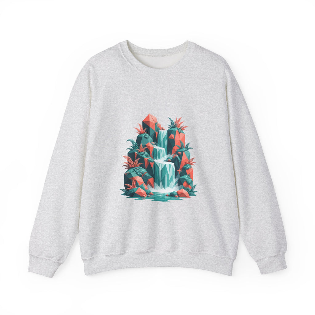 Matching Couple Sweatshirt - Wildfire & Waterfall Matching Couple Premium Fleece Sweatshirt Geometric Art His Hers Love Gift - Design B