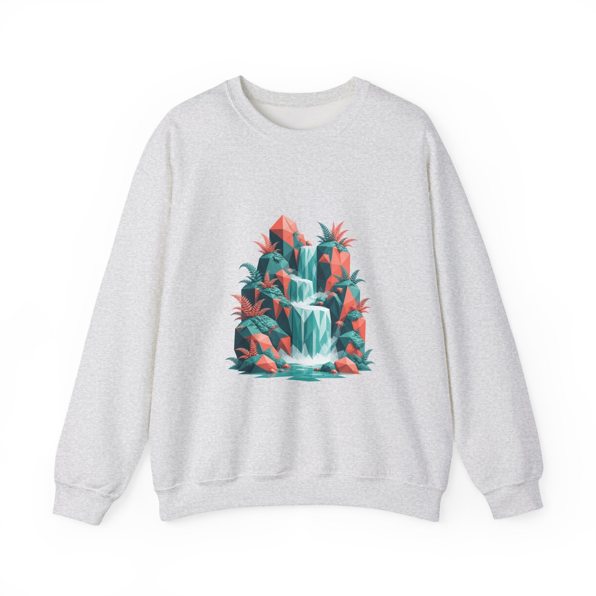 Matching Couple Sweatshirt - Wildfire & Waterfall Matching Couple Premium Fleece Sweatshirt Geometric Art His Hers Love Gift - Design B