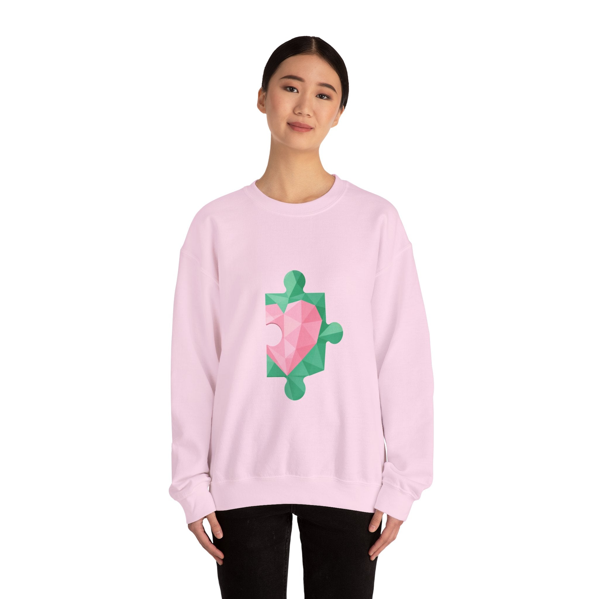 Matching Couple Sweatshirt - Puzzle Pieces Matching Couple Crewneck Sweatshirt Geometric Art His Hers Couple Gift - Design B