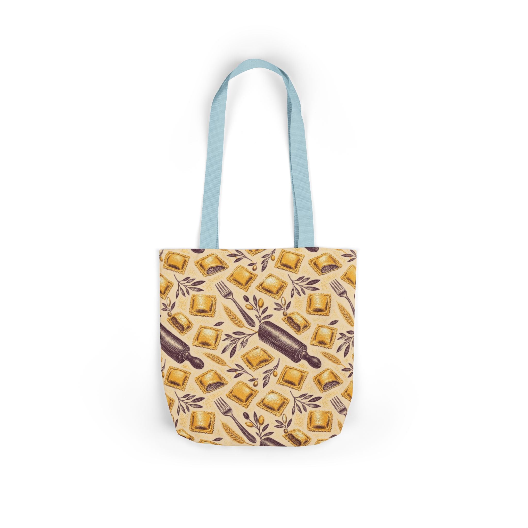 Fresh Ravioli Canvas Tote Bag Mediterranean Kitchen Linocut Design Italian Cottagecore Gift