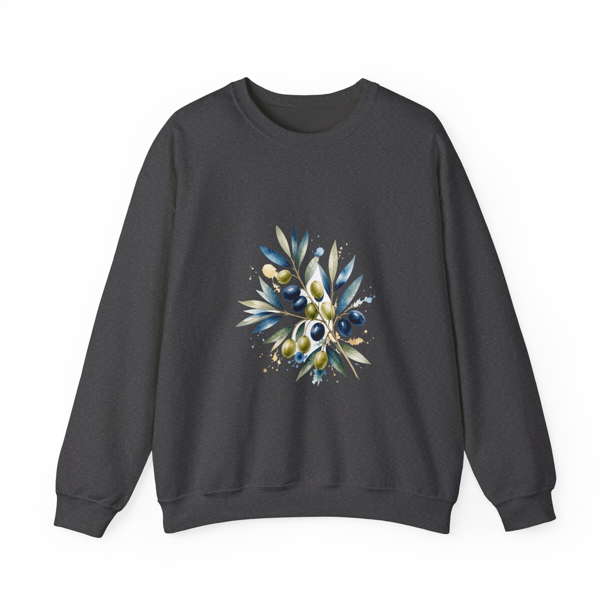 Matching Couple Sweatshirt - Olive Branch & Fig Matching Couple Comfort Colors Crew Watercolor Art His Hers Birthday Gift - Design A