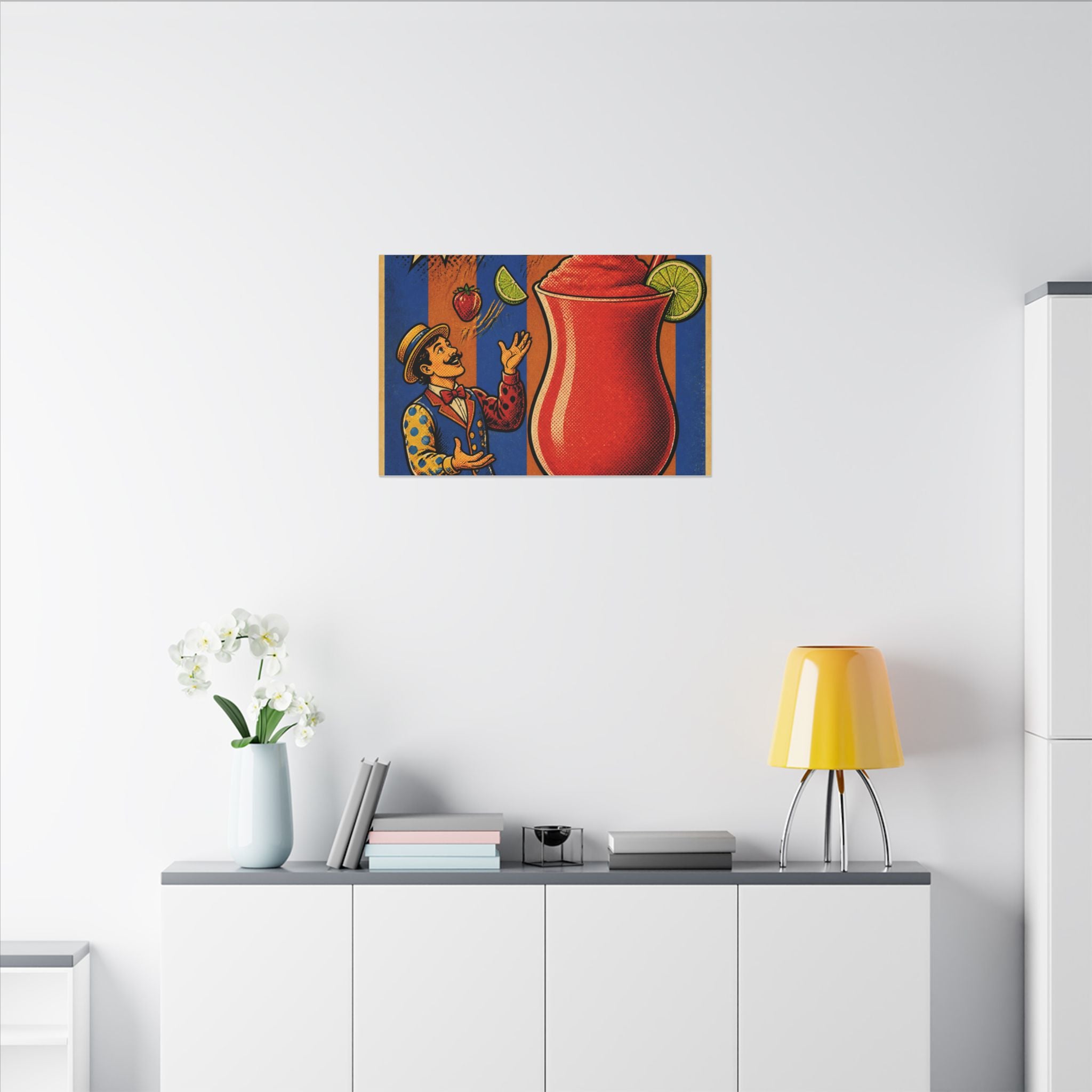 Daiquiri Fruit Juggler Wall Art Canvas 24×36 Pop Art Restaurant Decor Maximalist Print