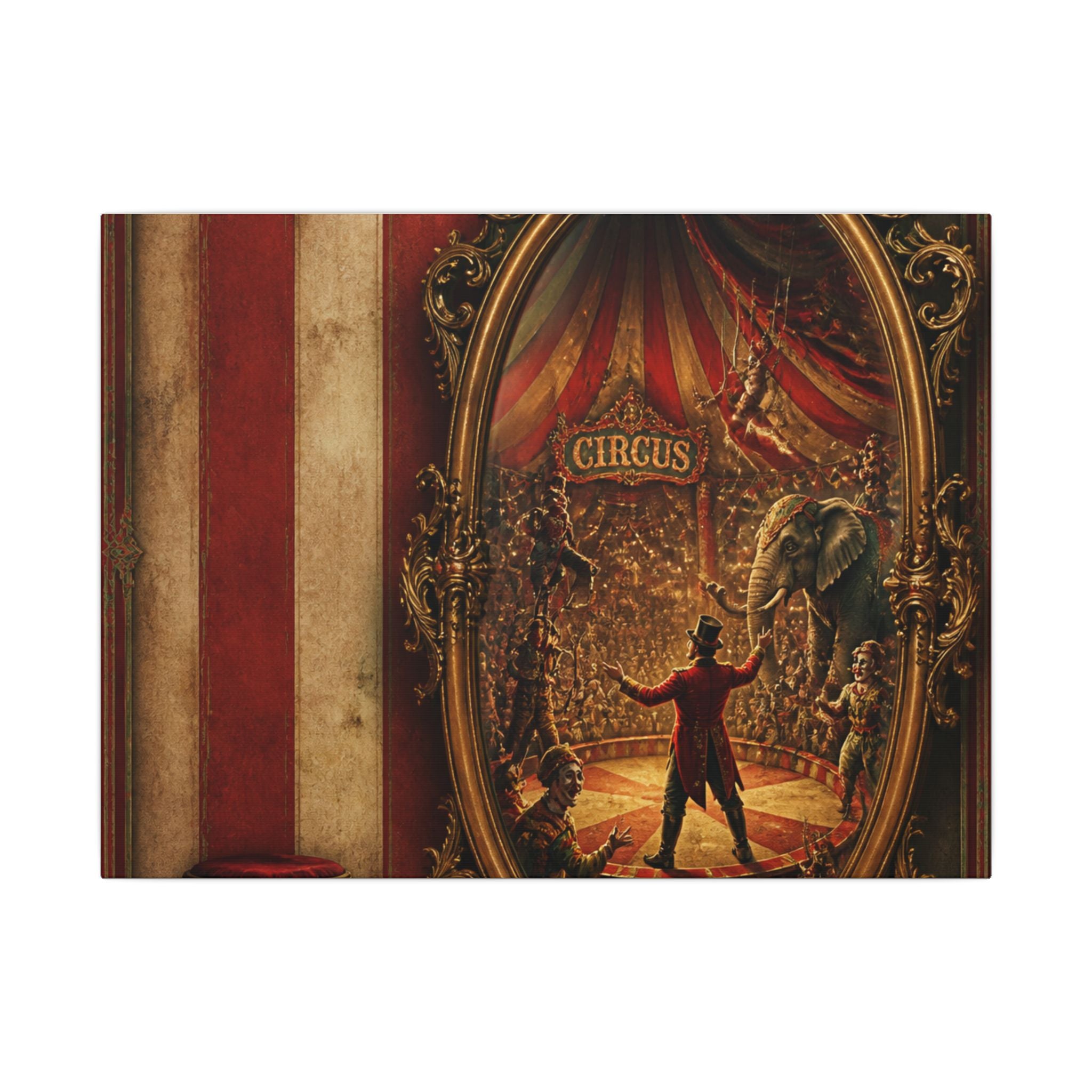 Vintage Mirror Circus Wall Art Canvas 24×36 Baroque Studio Decor Maximalist Print