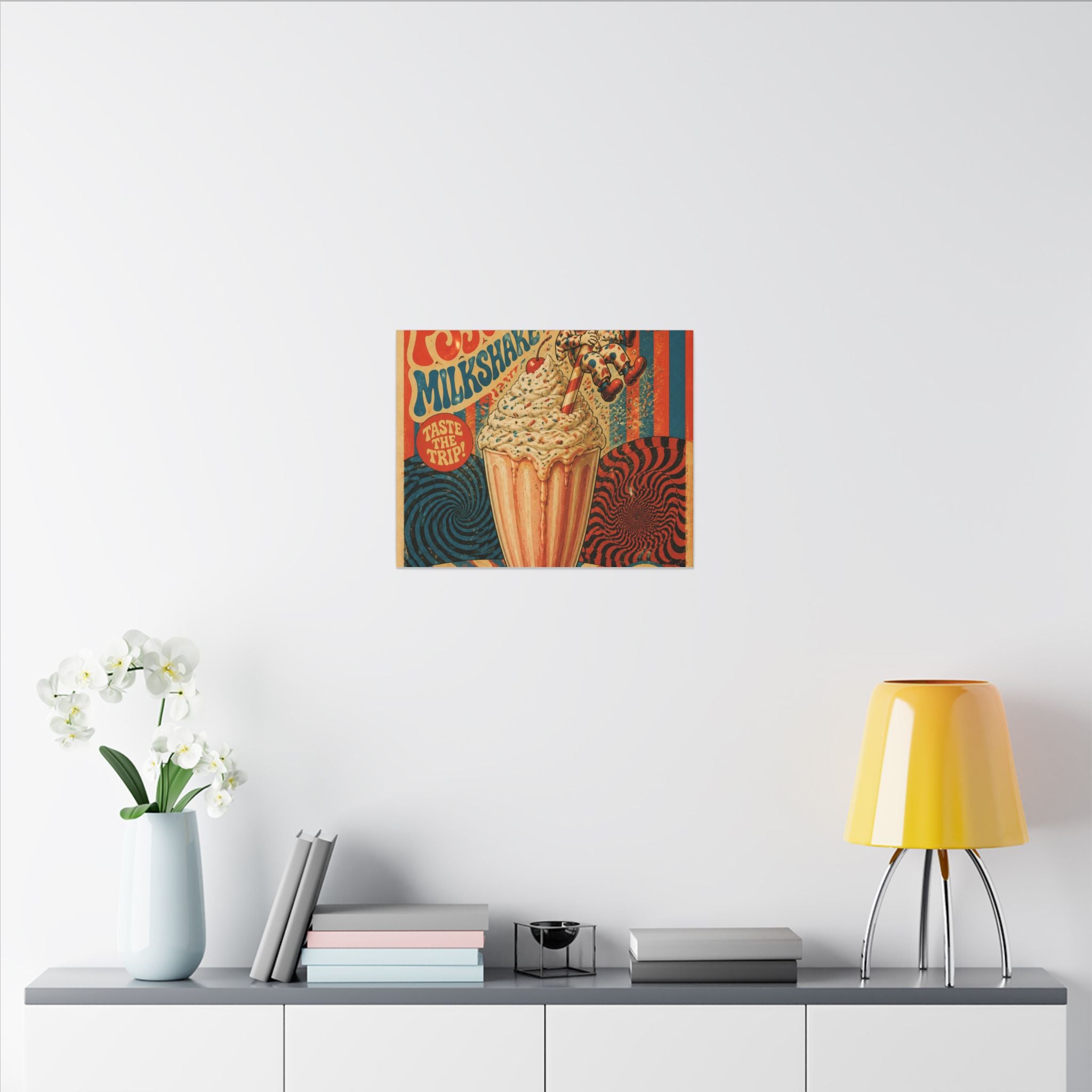 Milkshake Slide Clown Wall Art Canvas 24×36 Psychedelic Dining Room Decor Maximalist Print