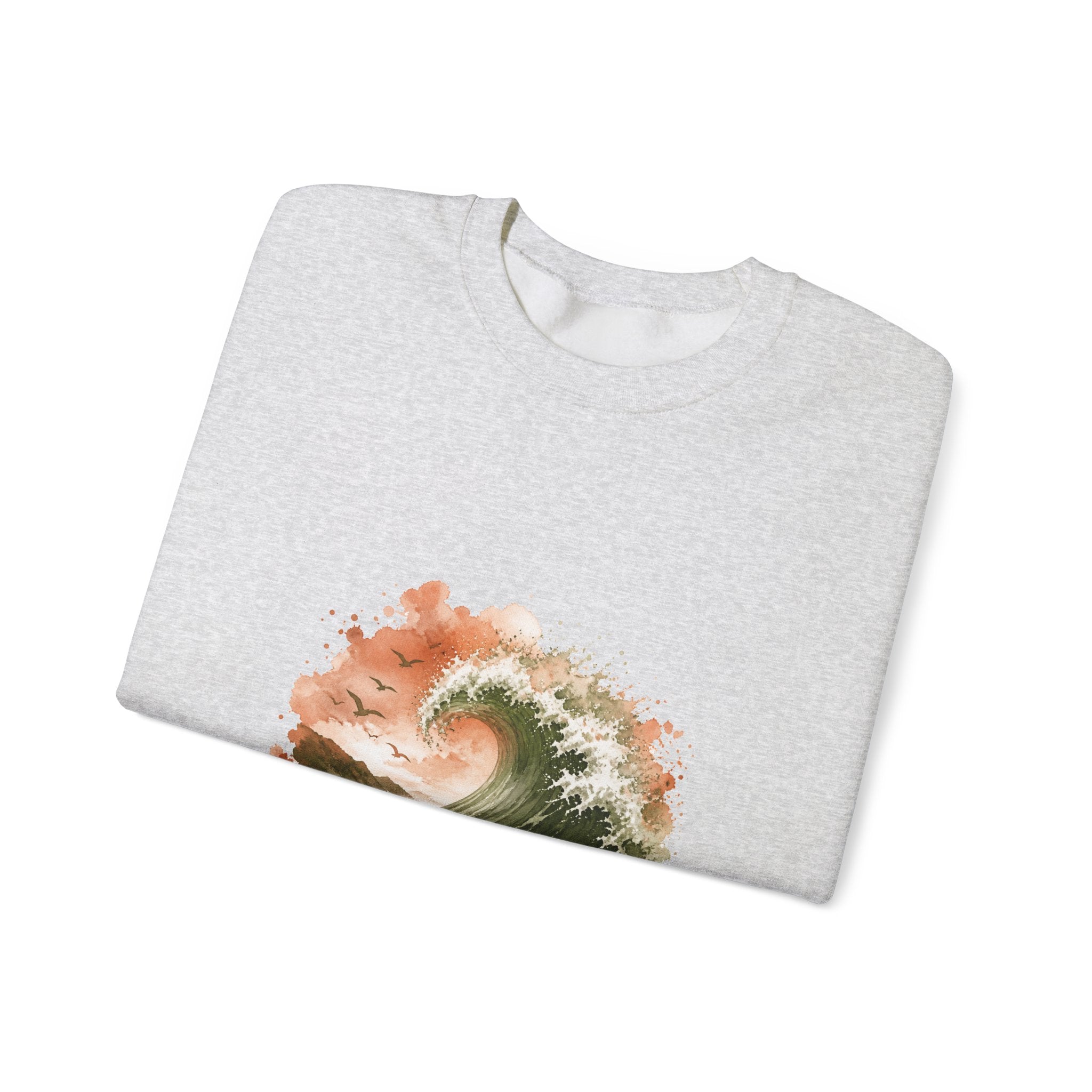 Matching Couple Sweatshirt - Mountain & Ocean Matching Couple Premium Fleece Sweatshirt Watercolor Art His Hers Birthday Gift - Design B