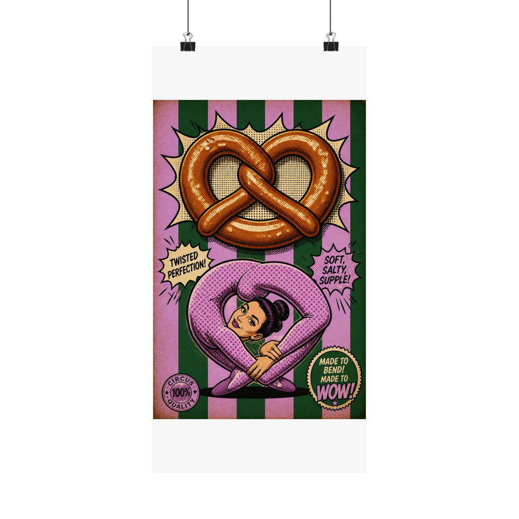 Pretzel Contortionist Wall Art Poster 24×36 Pop Art Restaurant Decor Maximalist Print