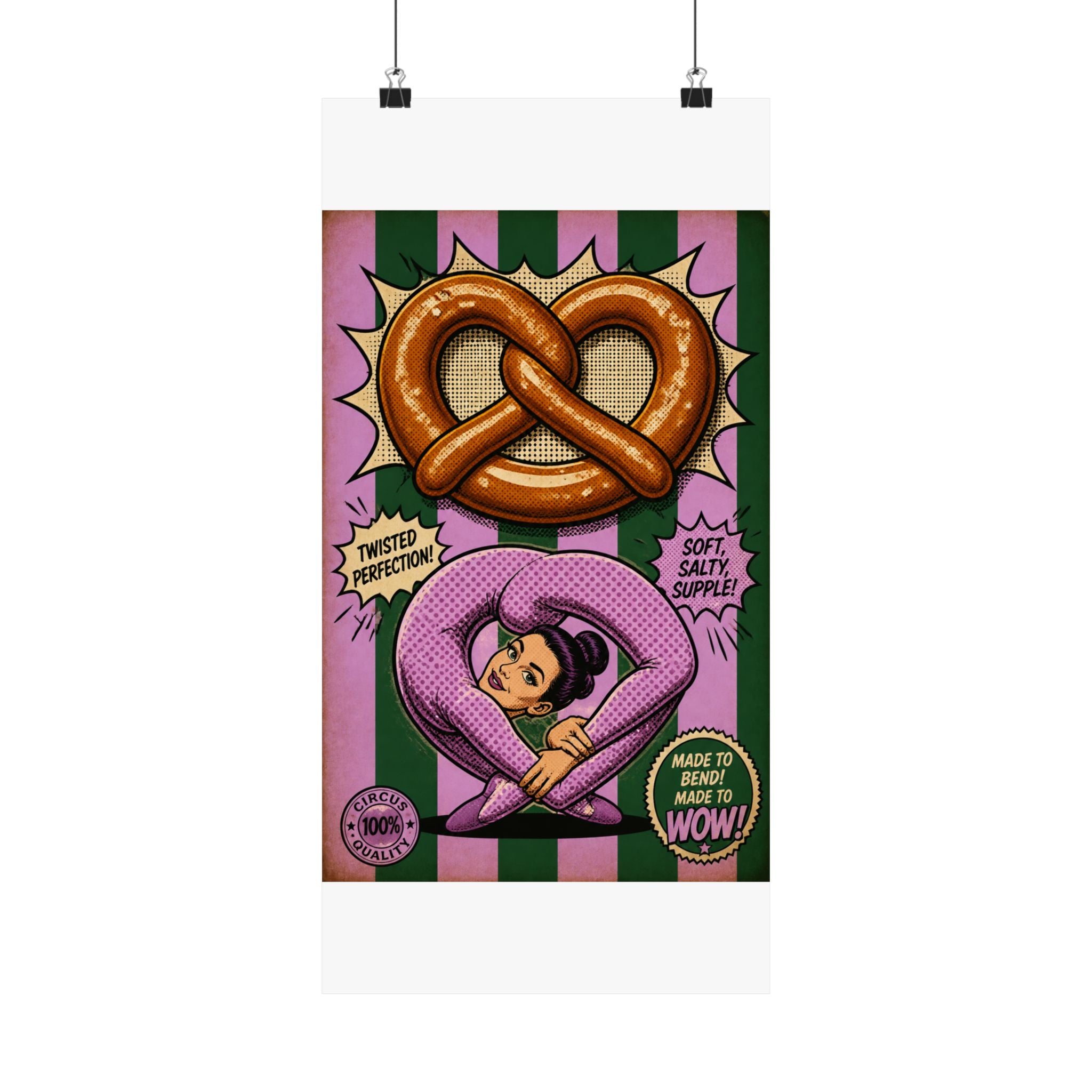 Pretzel Contortionist Wall Art Poster 24×36 Pop Art Restaurant Decor Maximalist Print