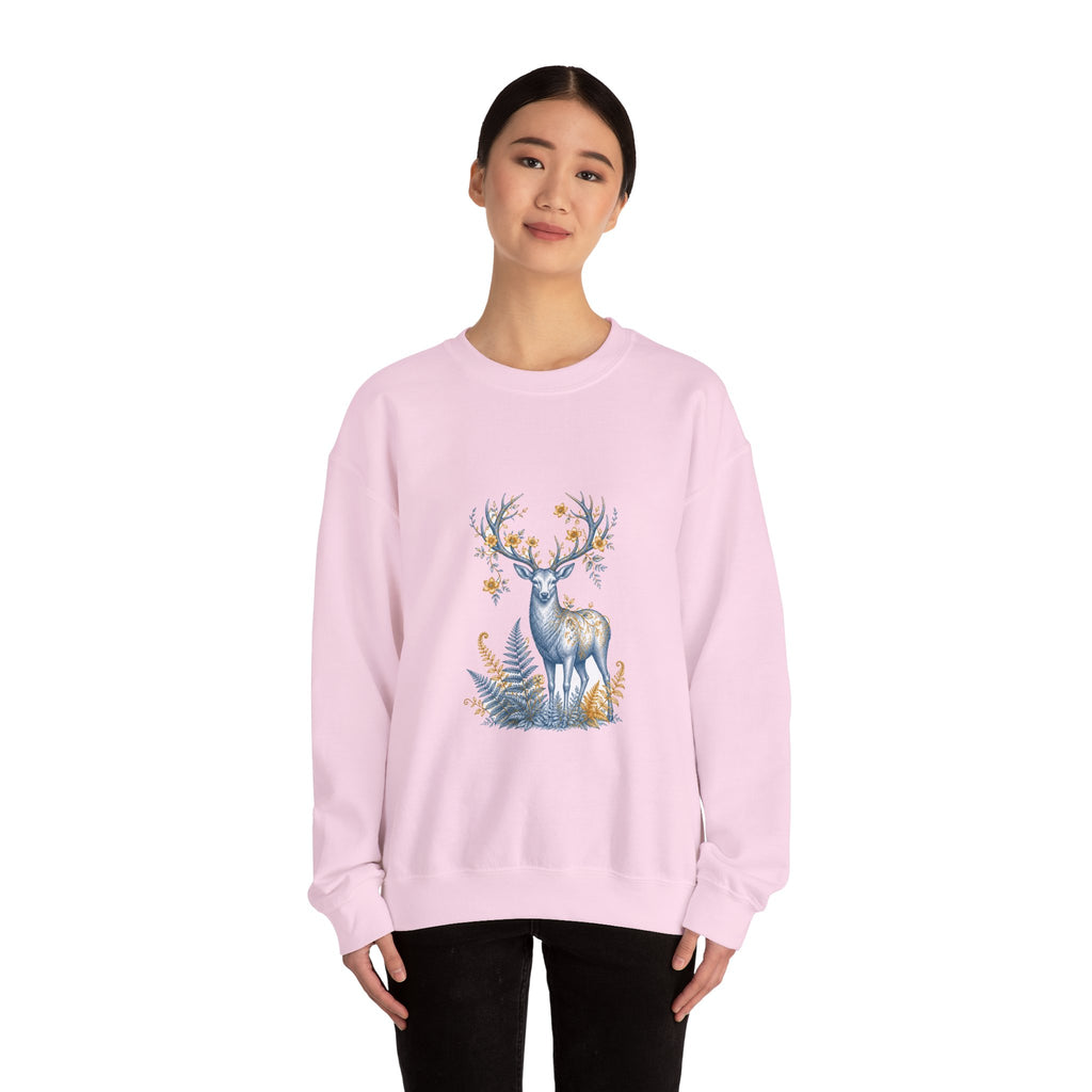 Matching Couple Sweatshirt - Bear & Deer Matching Couple Crewneck Sweatshirt Vintage Art His Hers Wedding Gift - Design B