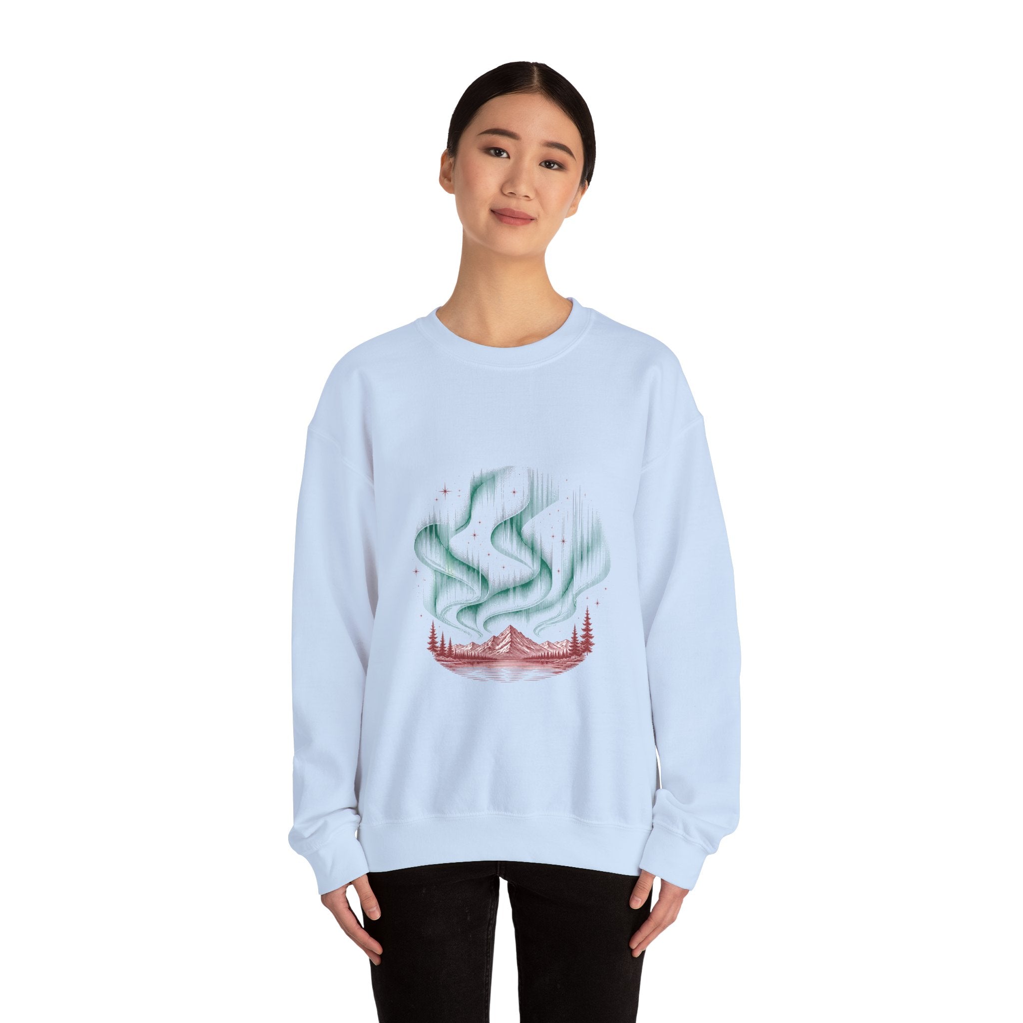 Matching Couple Sweatshirt - Aurora & Southern Cross Matching Couple Crewneck Sweatshirt Vintage Art His Hers Wedding Gift - Design A