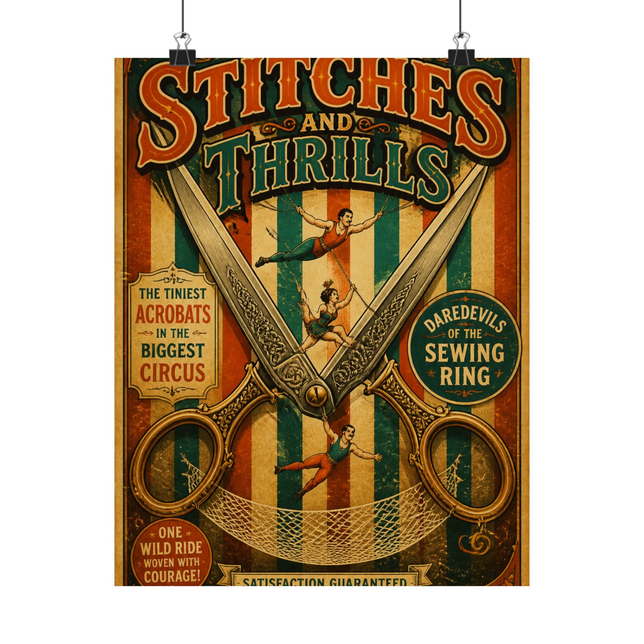 Giant Scissors Trapeze Wall Art Poster 24×36 Vintage Circus Bedroom Decor Maximalist Print