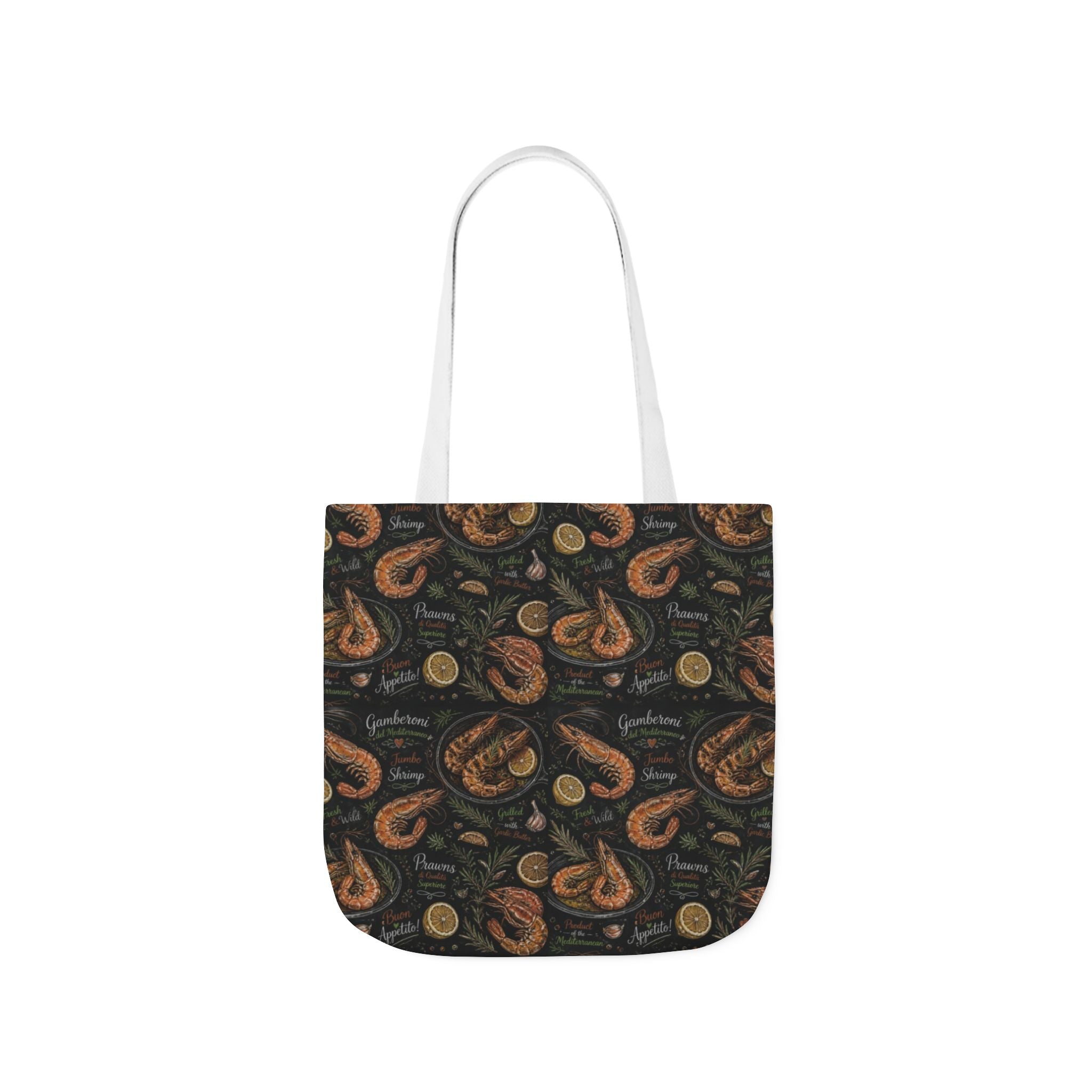Mediterranean Shrimp Canvas Tote Bag Mediterranean Kitchen Chalk Art Design Italian Cottagecore Gift