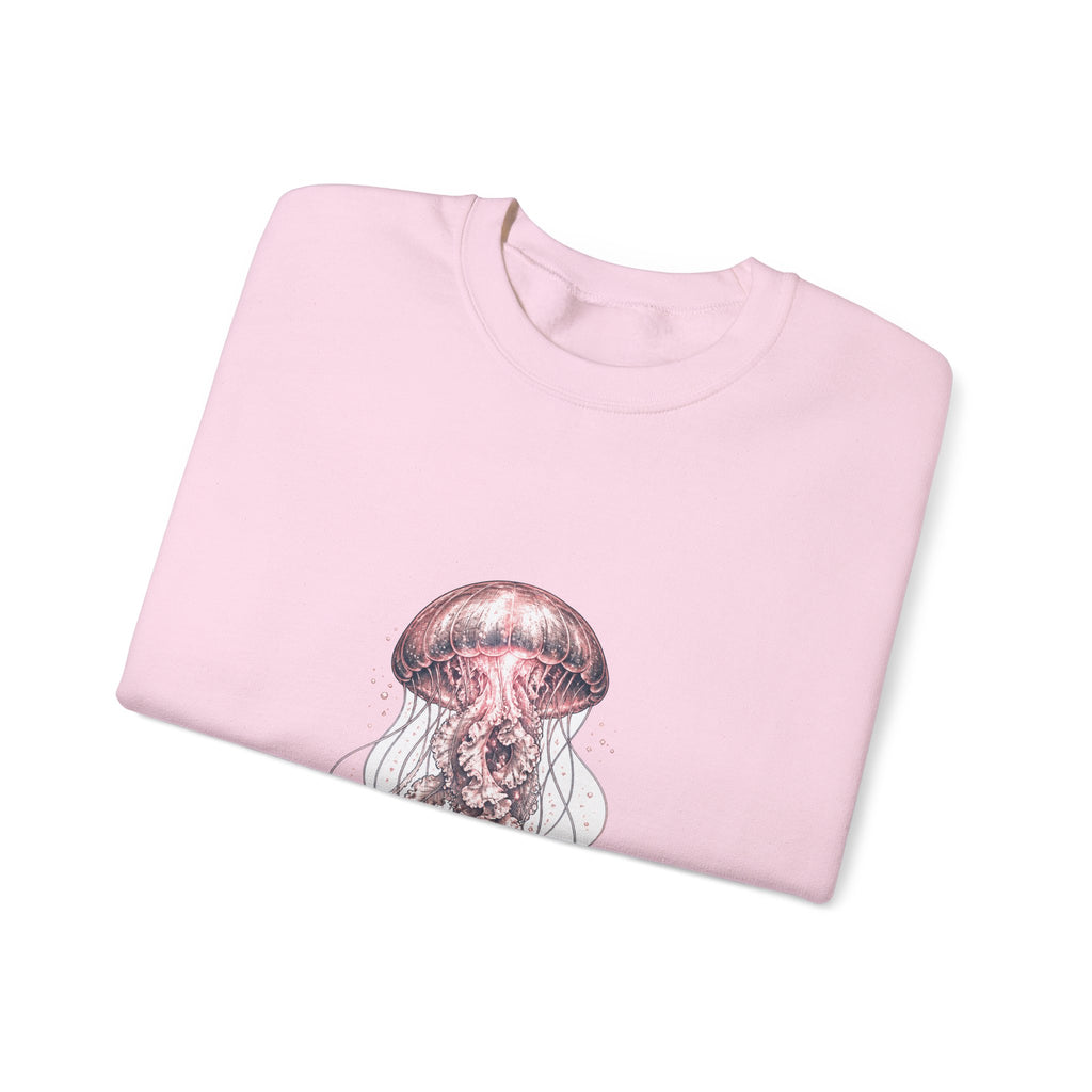 Matching Couple Sweatshirt - Octopus & Jellyfish Matching Couple Crewneck Sweatshirt Hand-Drawn Art His Hers Best Friend Gift - Design B